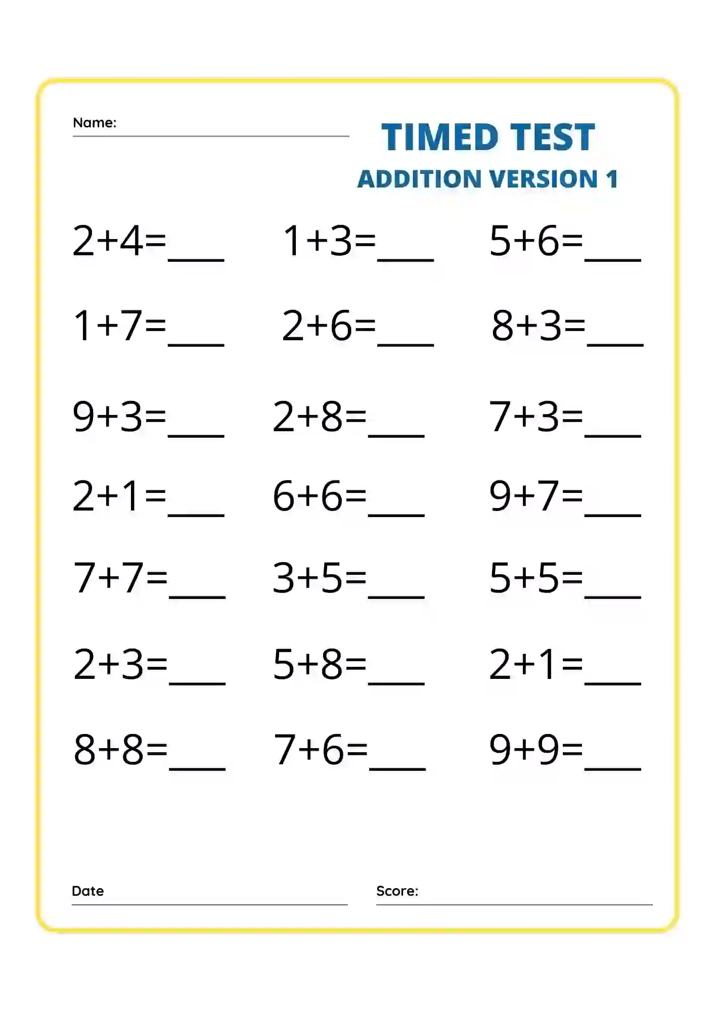 Addition worksheets 1-10 for lkg one digit