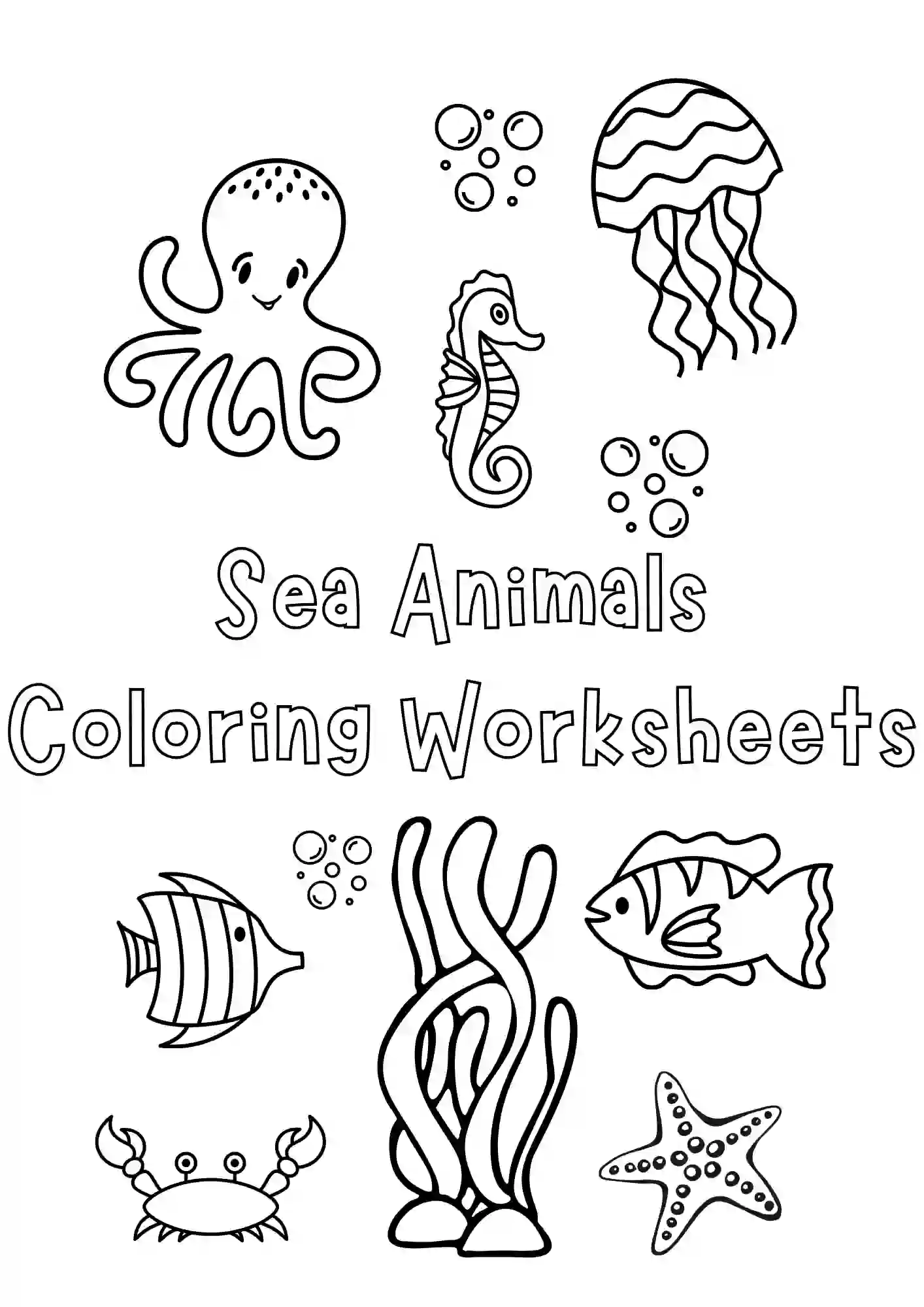 Sea Animal Coloring Worksheet/page