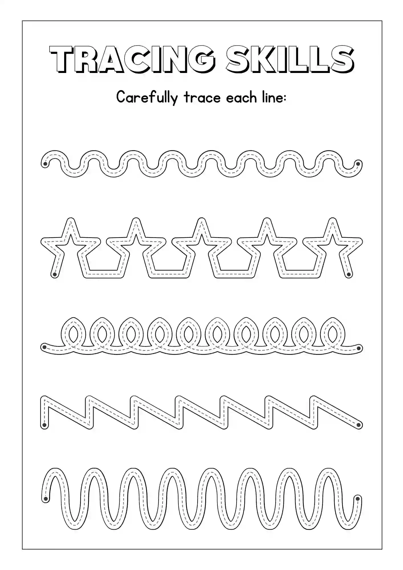 Tracing Practice Worksheets lines