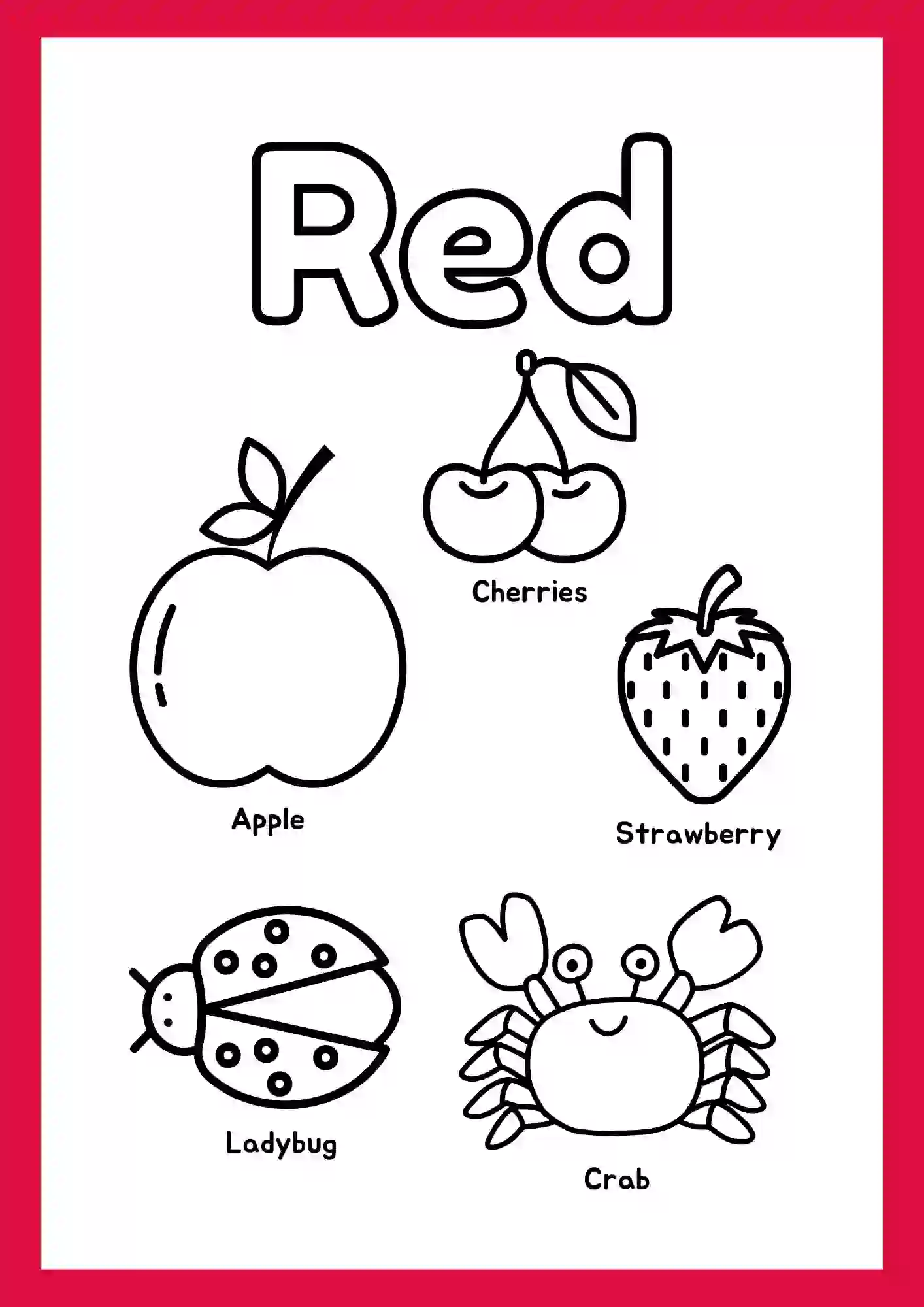 Coloring Worksheets For lkg (Colour RED)