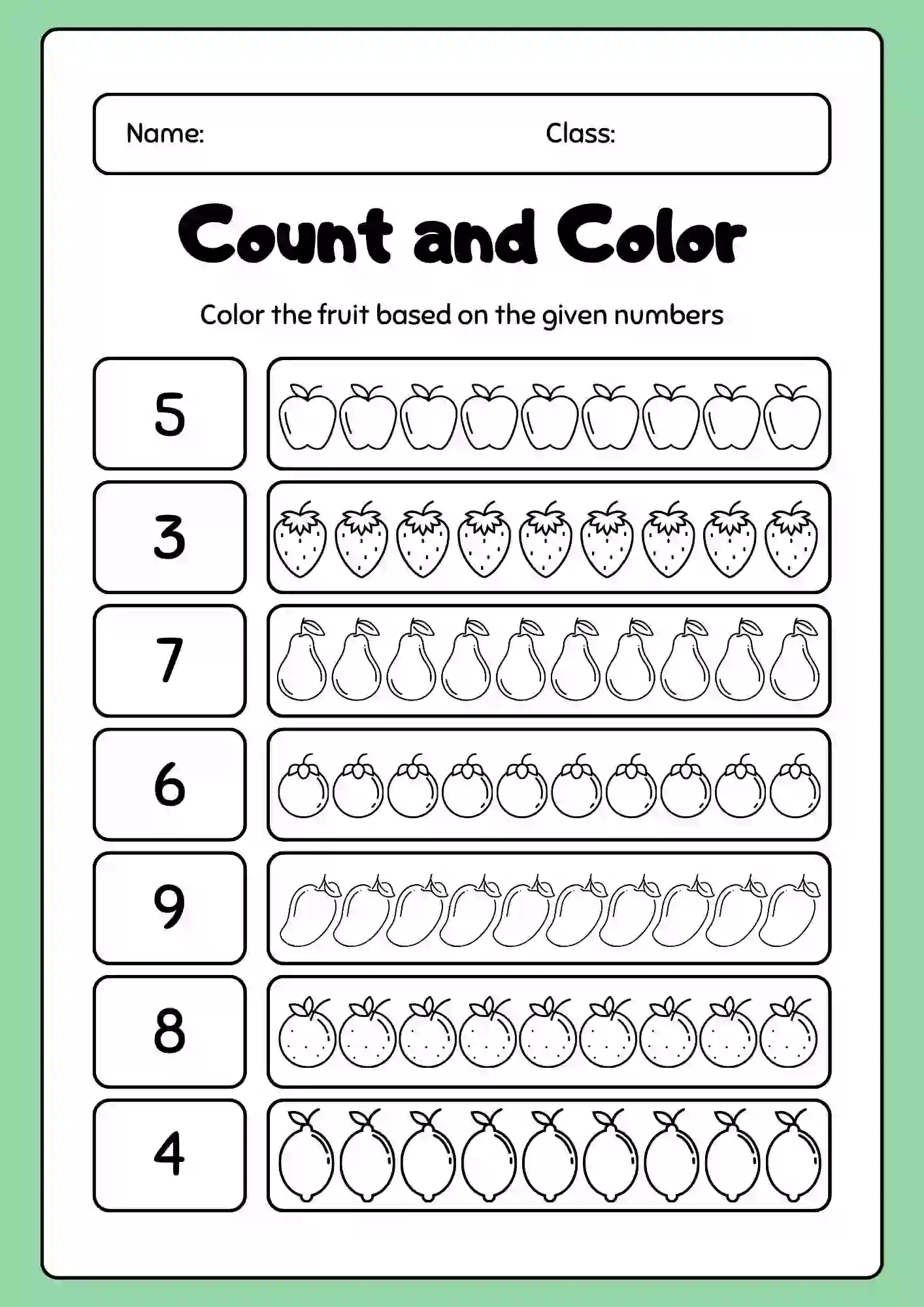 Count And Color Worksheets 