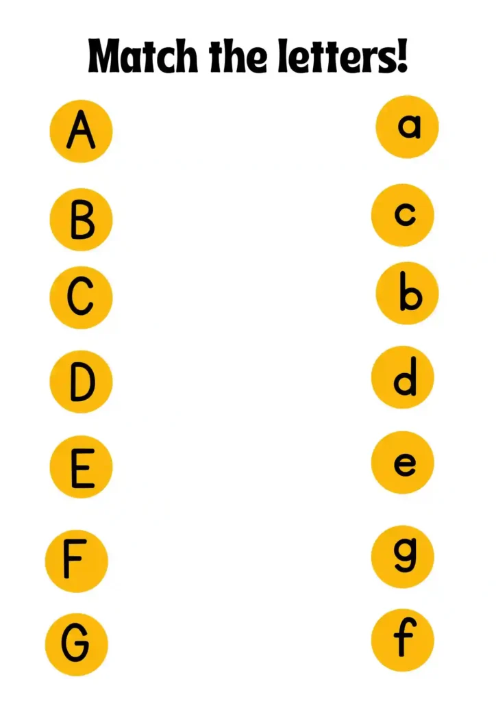 Alphabets Matching Worksheet For Nursery