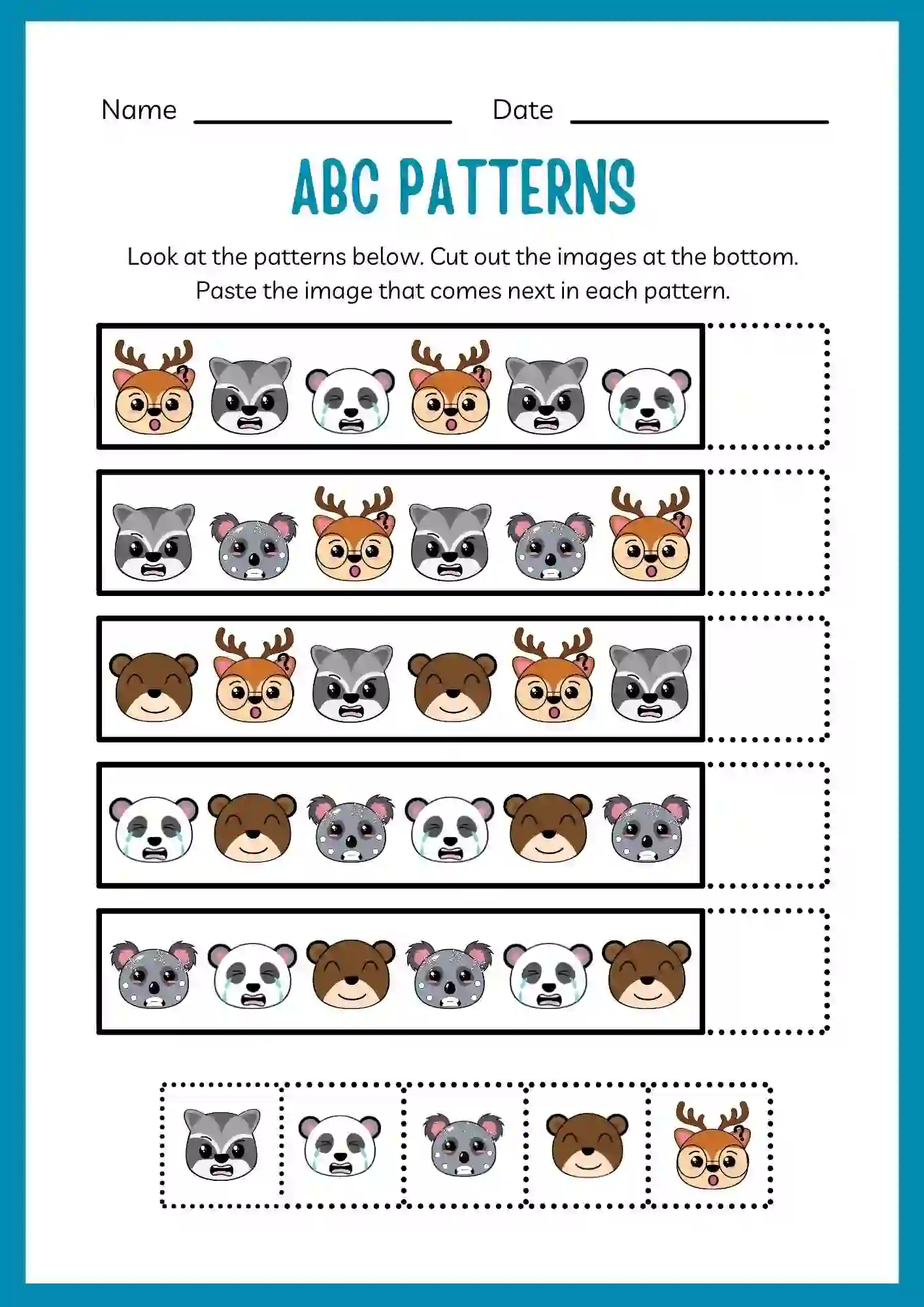 Pattern Worksheets For Kindergarten 