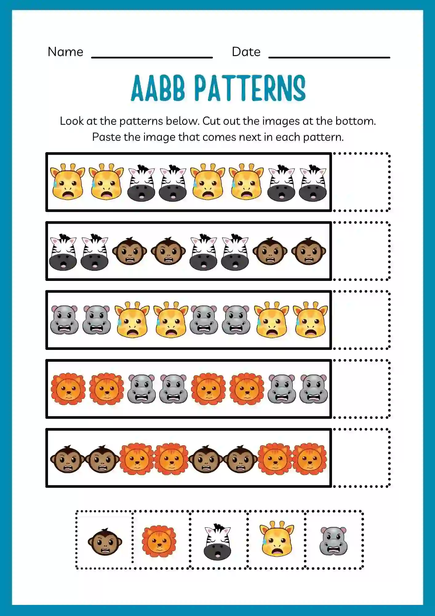 Pattern Worksheets For Kindergarten 