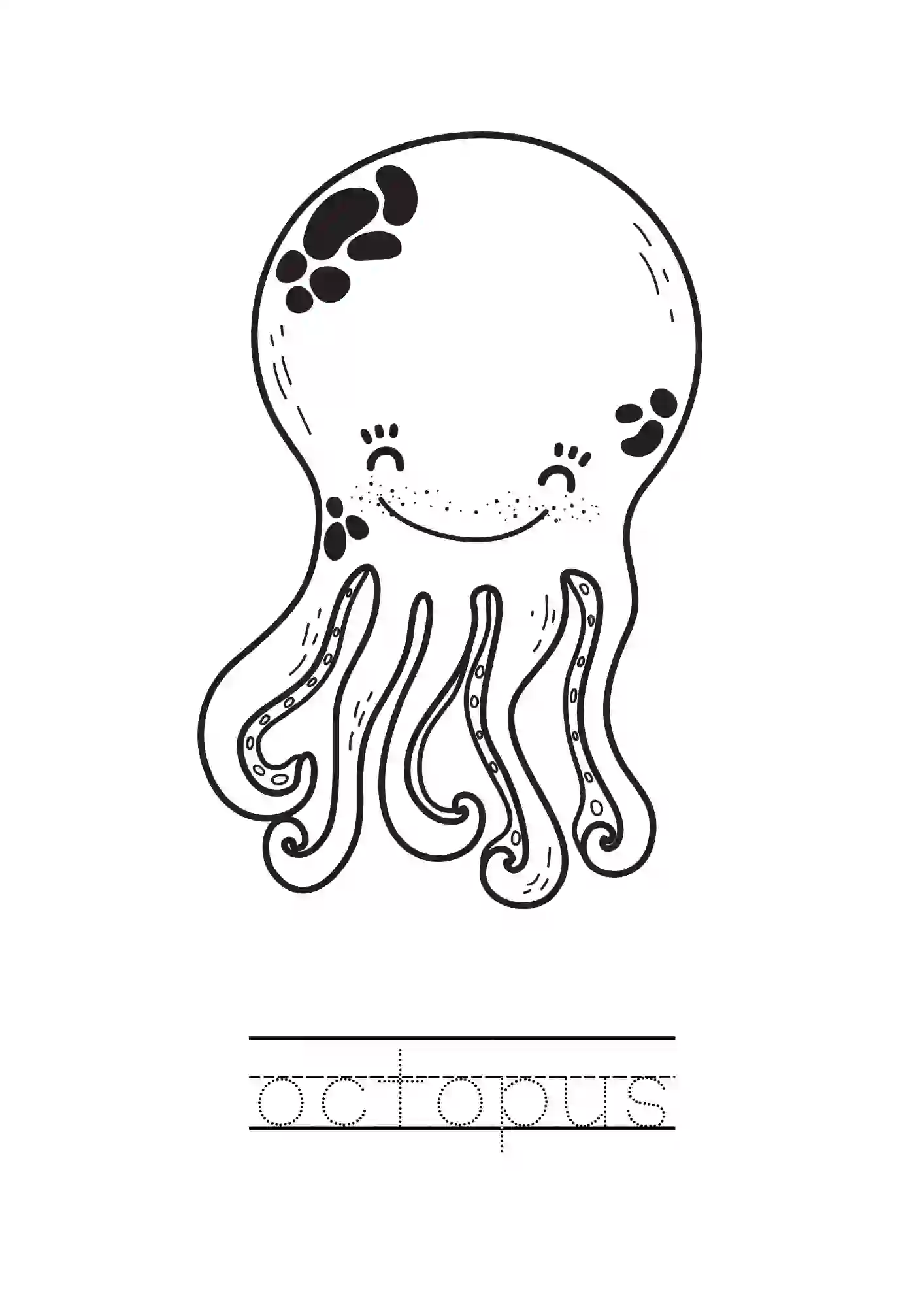 Sea Animal Coloring Worksheet/page (octopus)