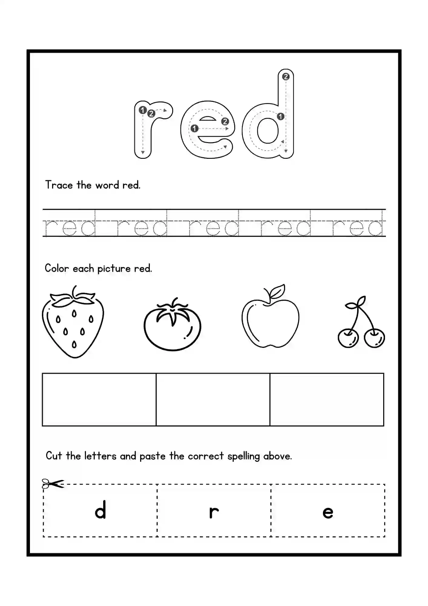 Color Fun Activity Worksheets color red