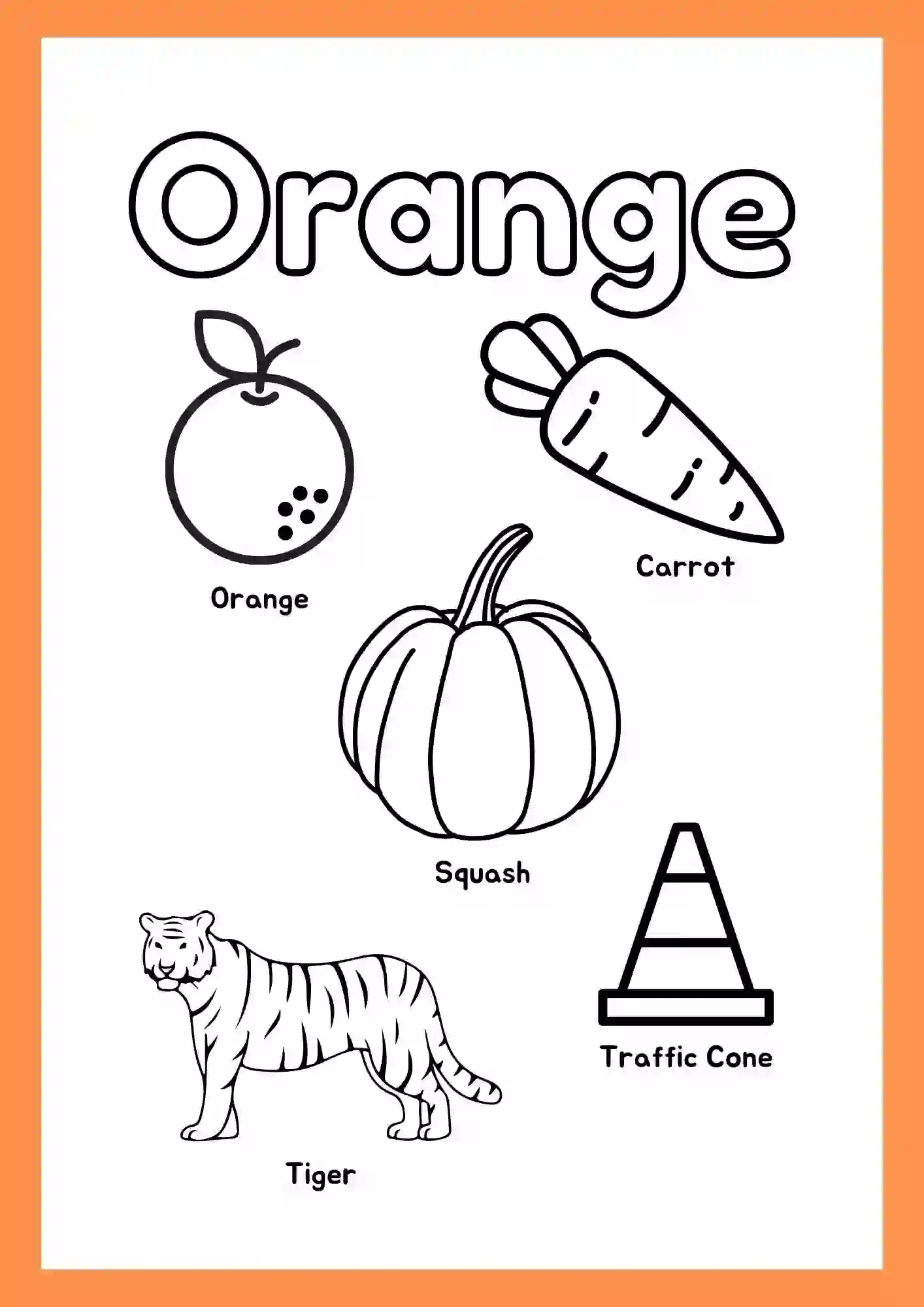 Coloring Worksheets For lkg (Colour orange)
