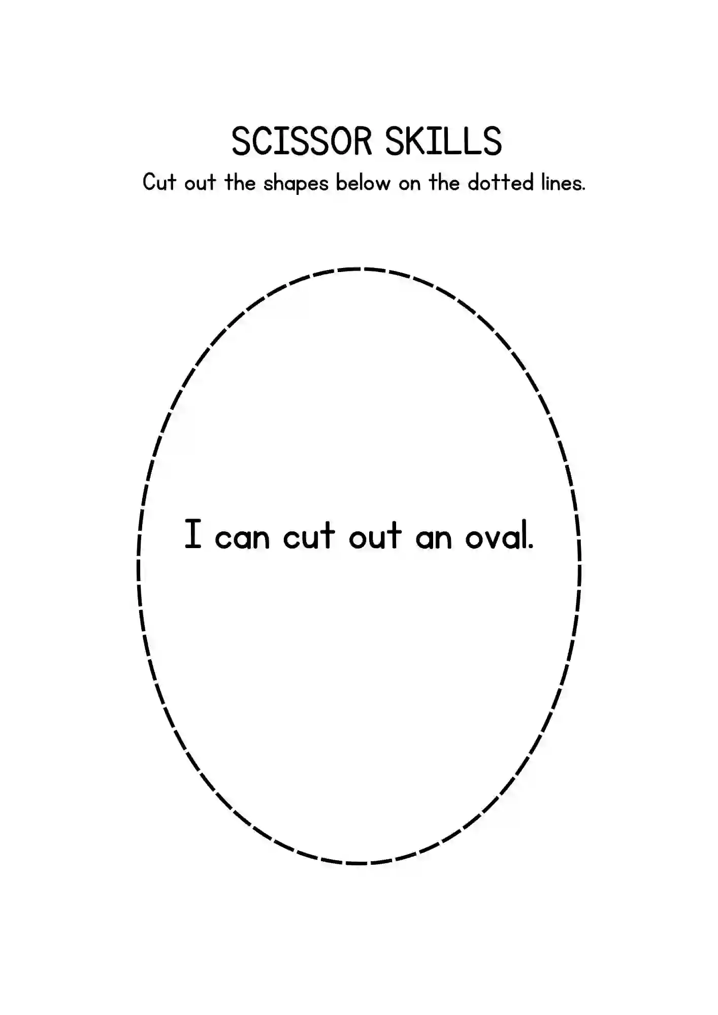 Shapes Cutting Worksheets For Kindergarten (oval)