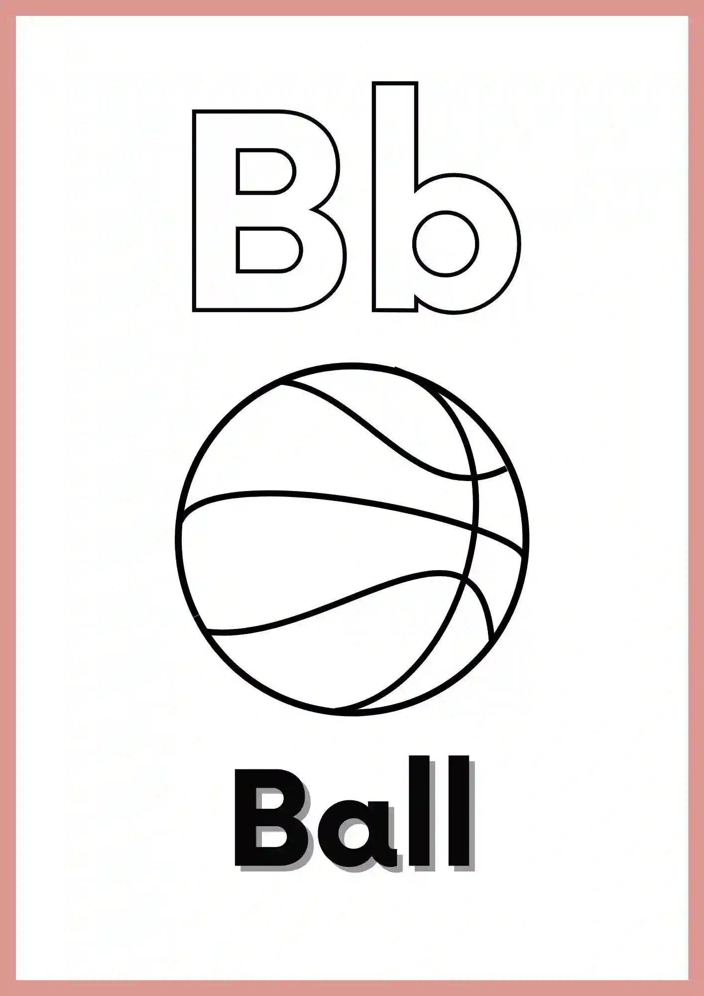 Letter B with BALL colouring worksheet