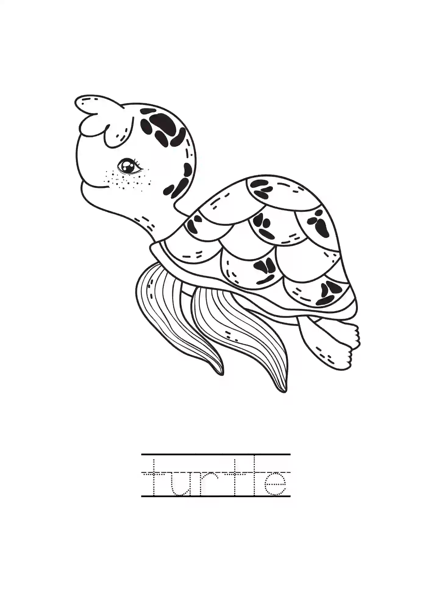 Sea Animal Coloring Worksheet/page (turtle)