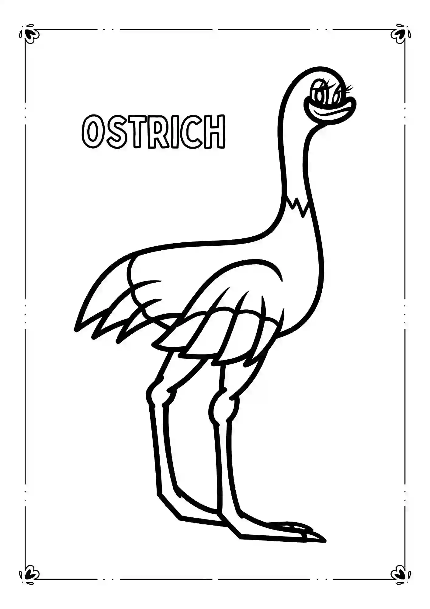 Farm Animals Coloring Worksheets (OSTRICH)