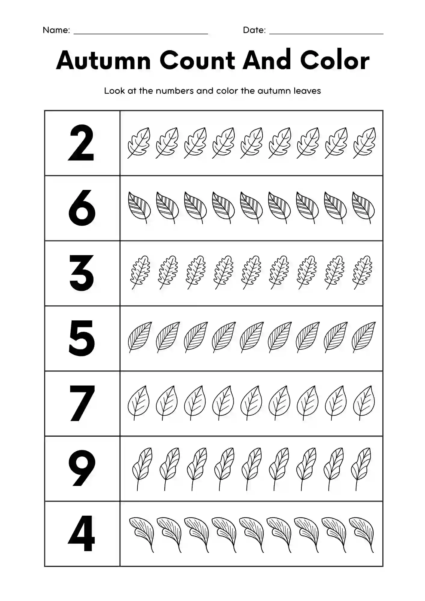Count And Color Worksheets