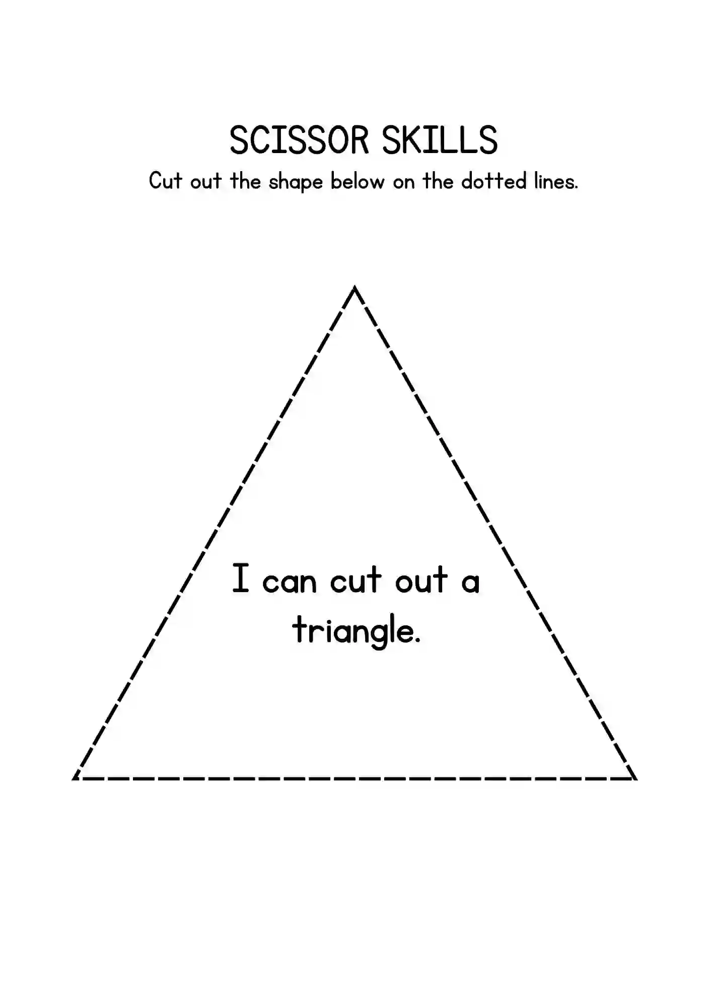 Shapes Cutting Worksheets For Kindergarten (triangle)