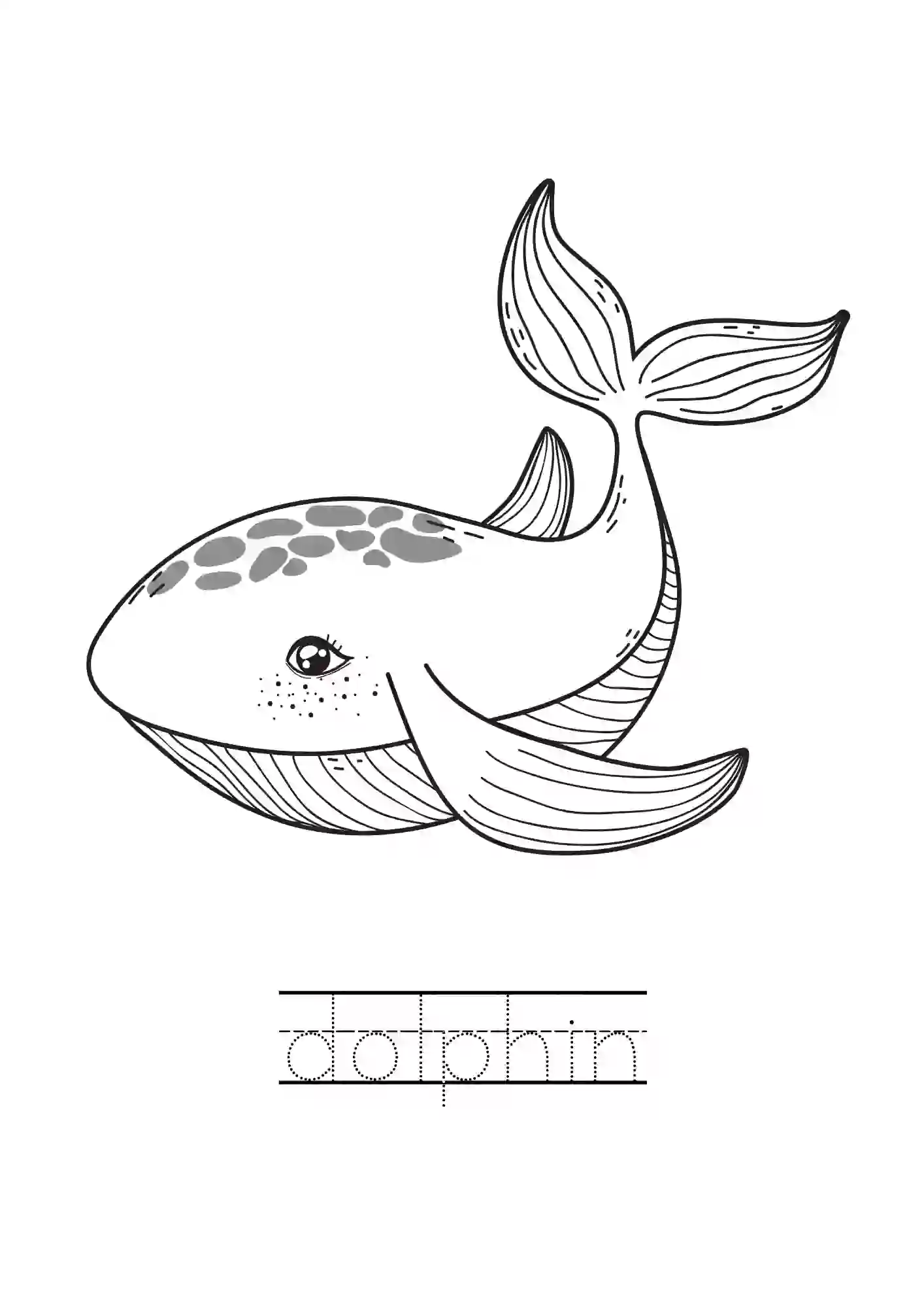 Sea Animal Coloring Worksheet/page (dolphin)