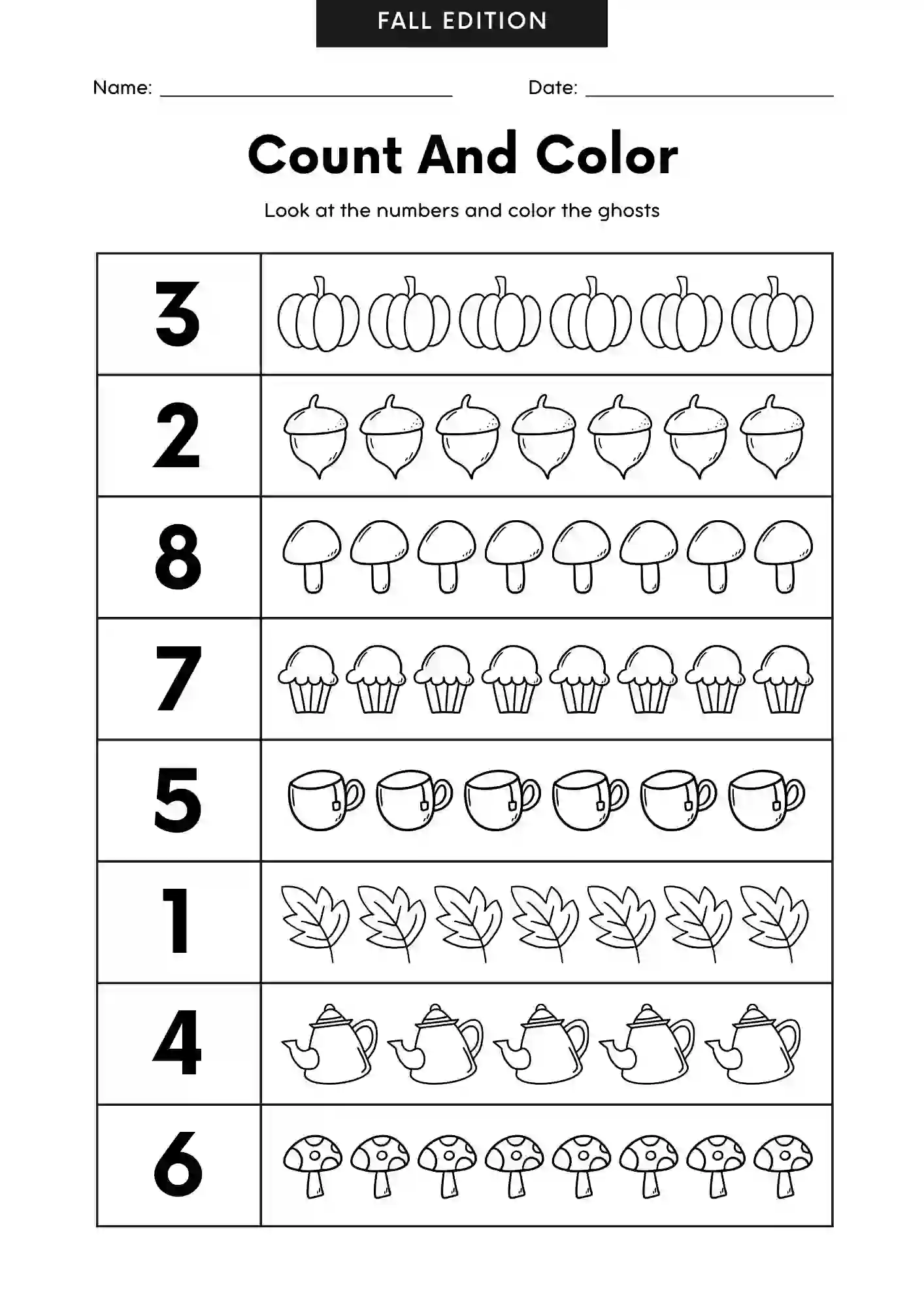 Count And Color Worksheets