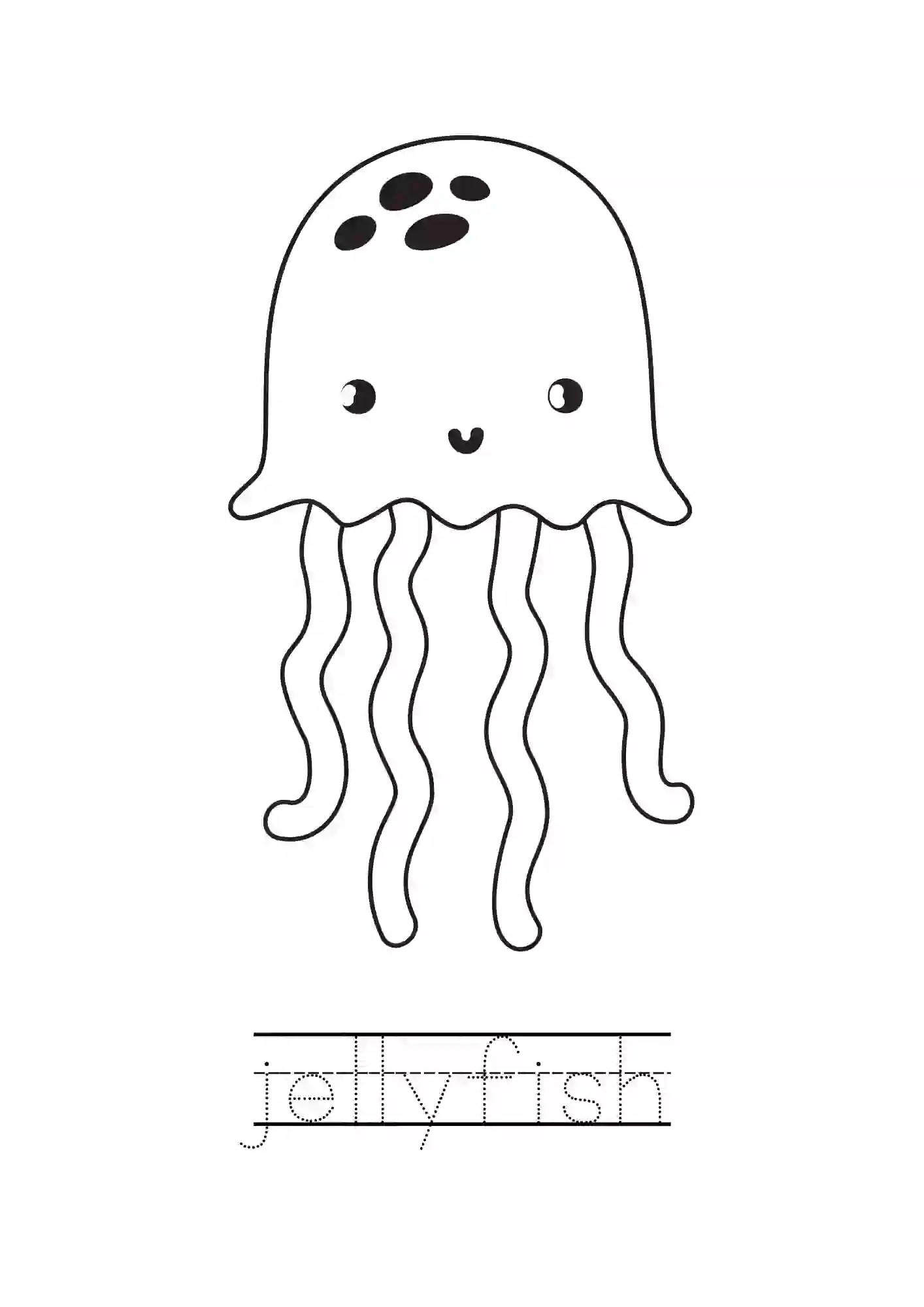 Sea Animal Coloring Worksheet/page (jellyfish)