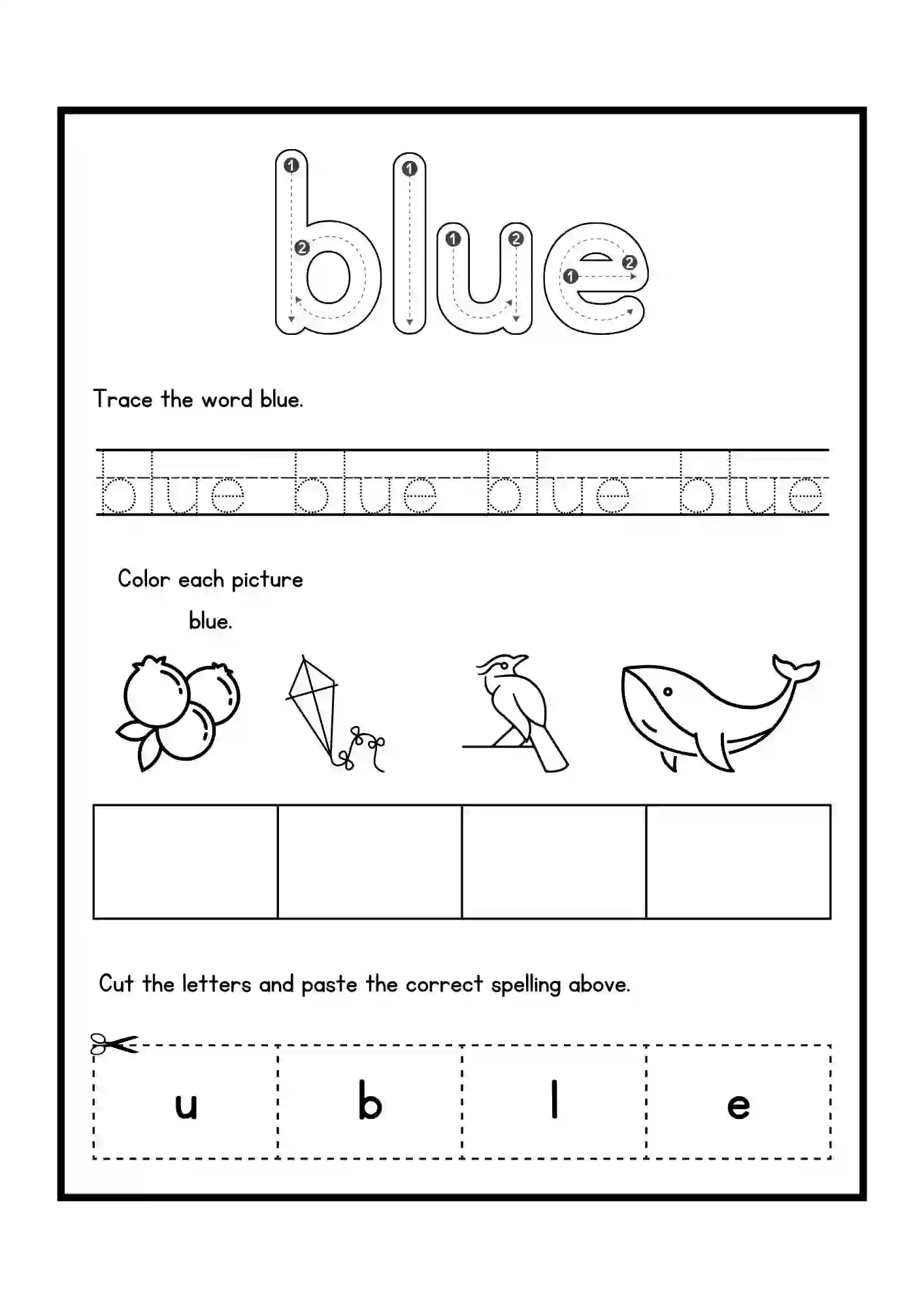 Color Fun Activity Worksheets color blue