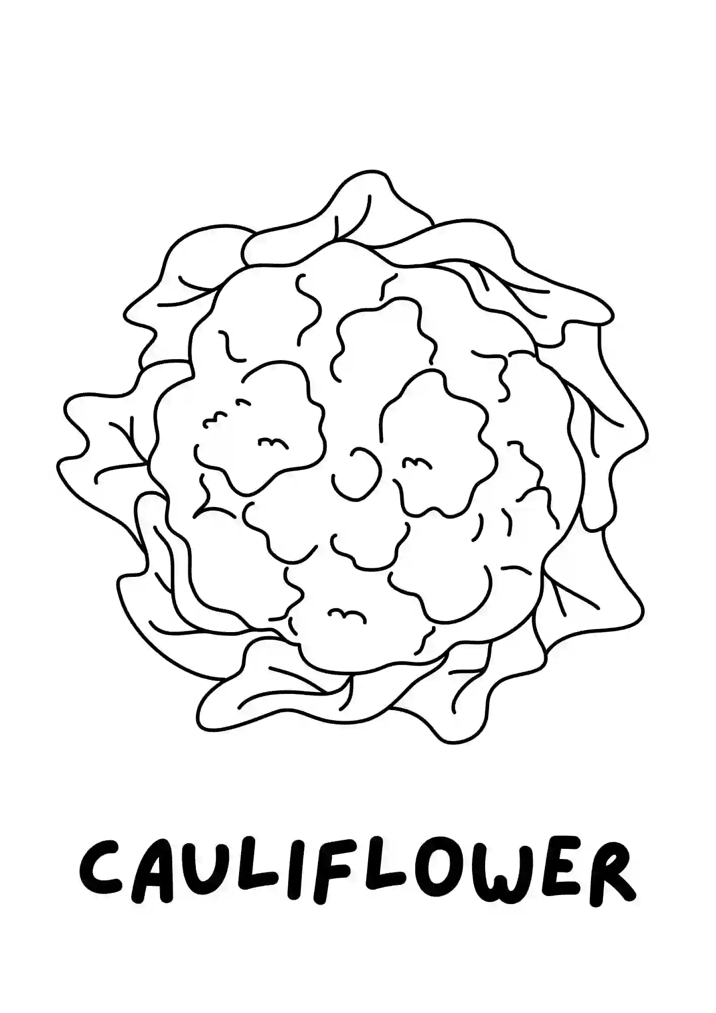 Vegetables Colouring Worksheets cauliflower