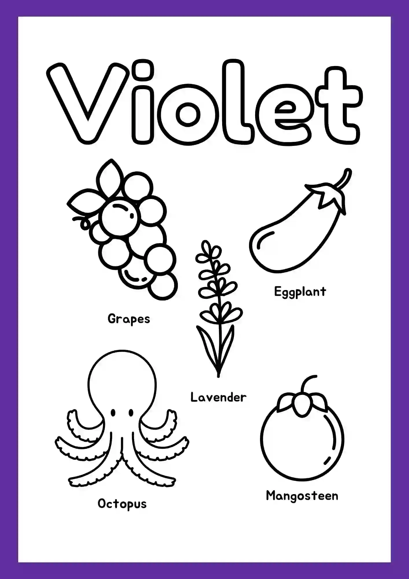 Coloring Worksheets For lkg (Colour violet)