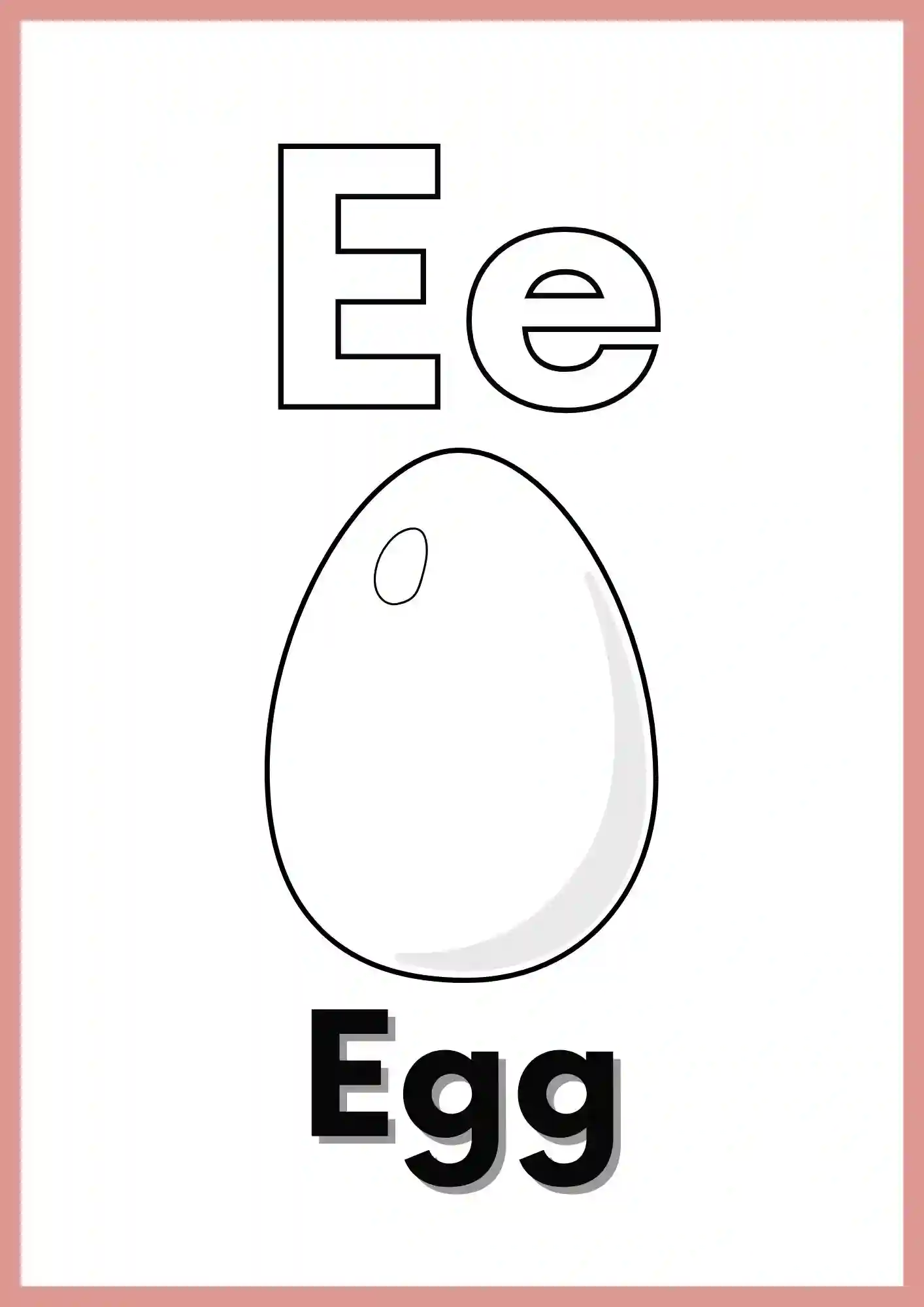 Letter E with EGG colouring worksheet