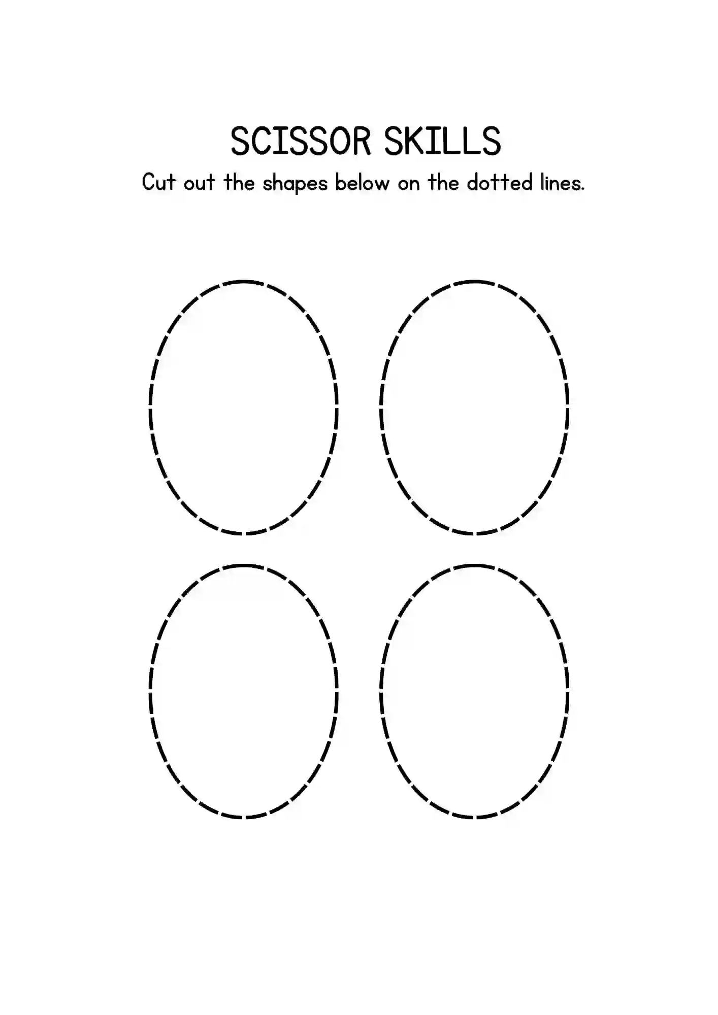 Shapes Cutting Worksheets For Kindergarten (ovals)