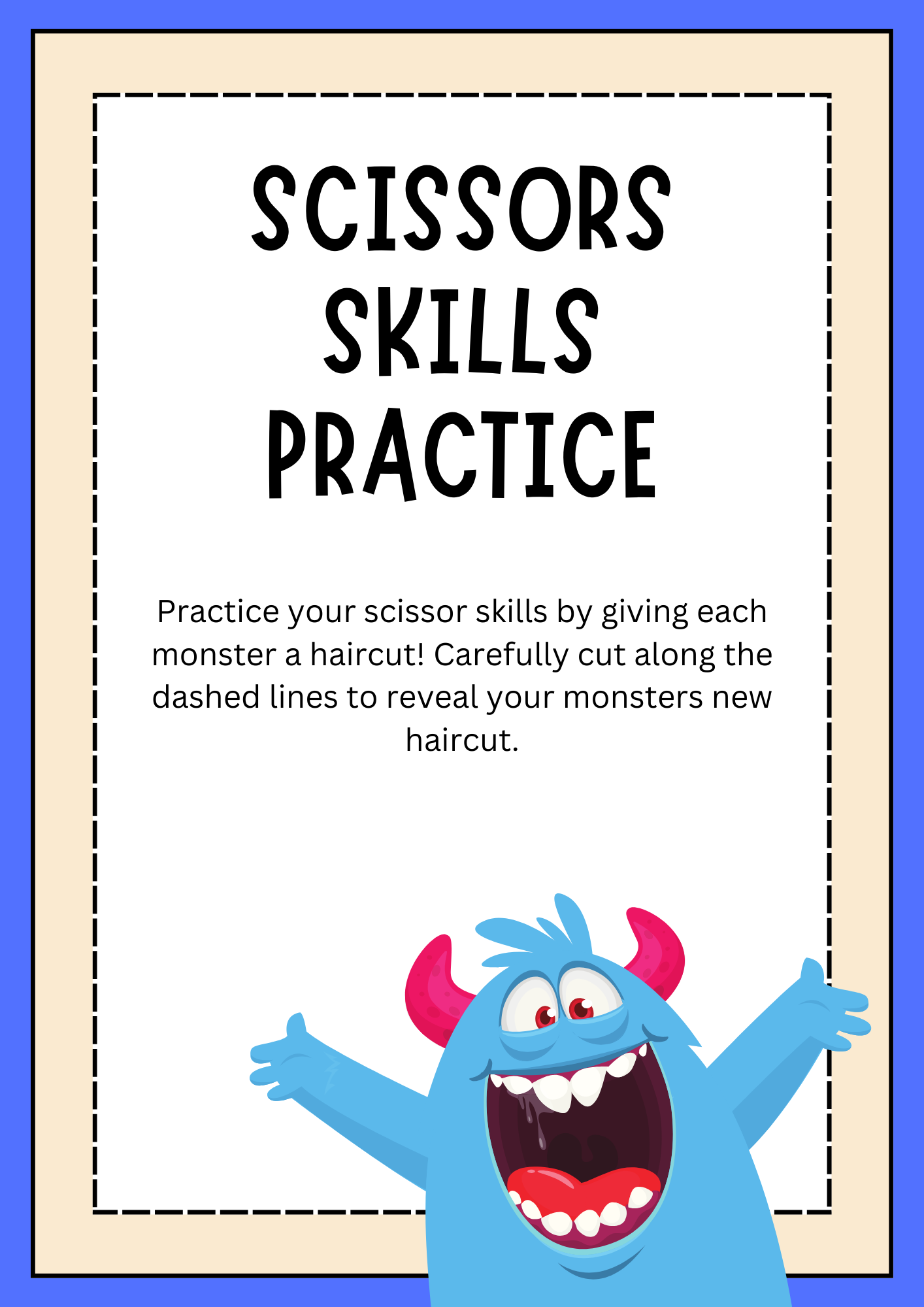 scissor cutting practice worksheet
