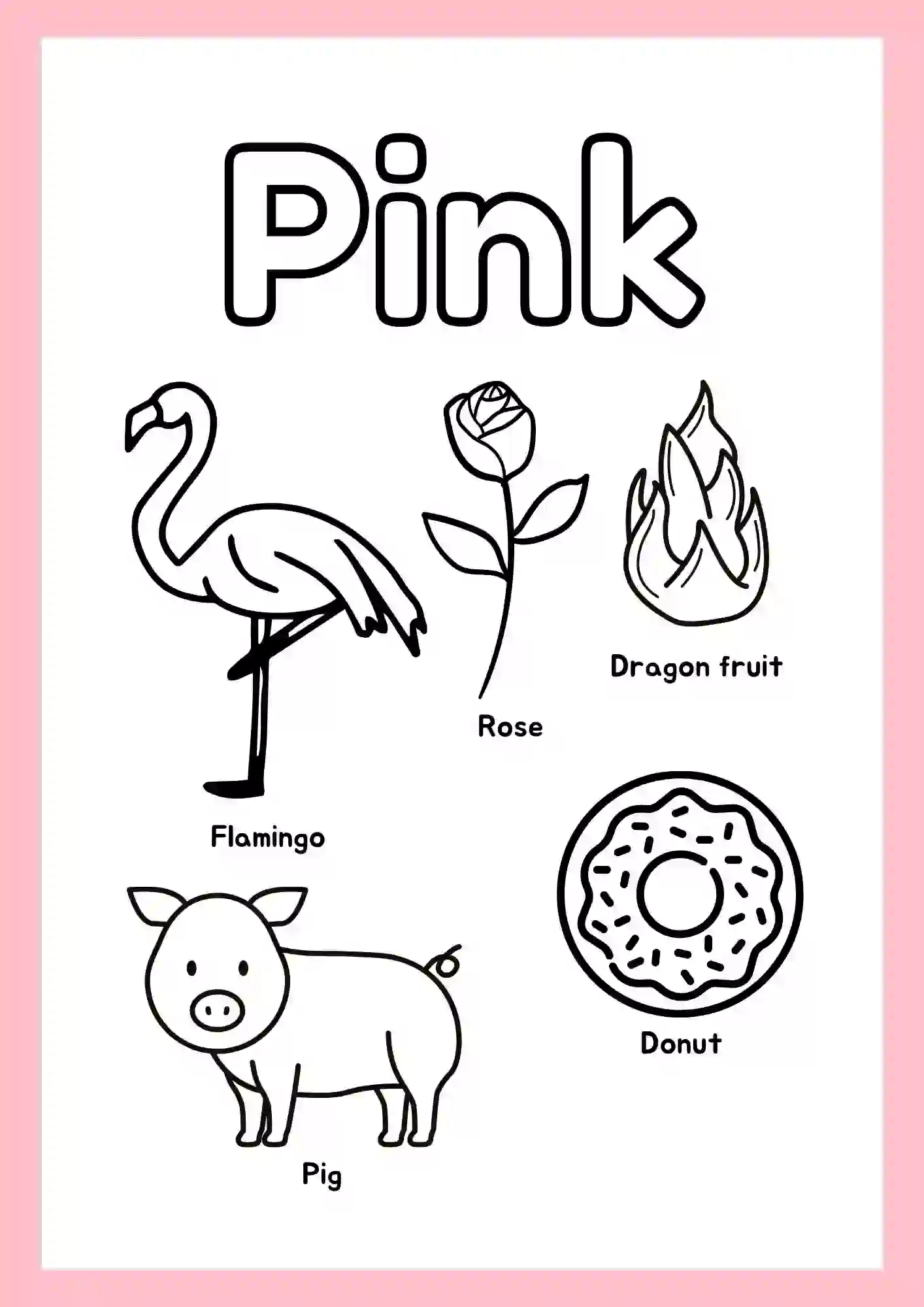 Coloring Worksheets For lkg (Colour pink)