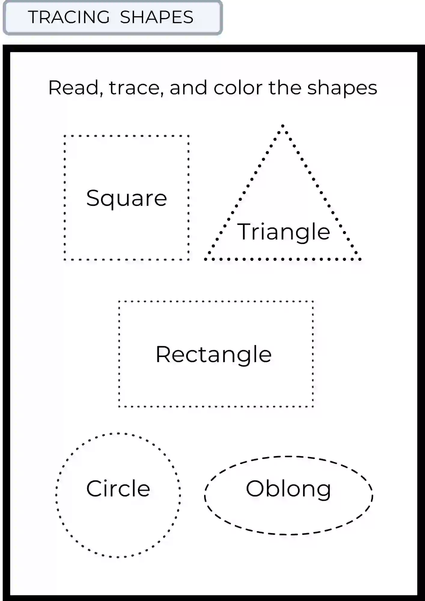 Shapes tracing Worksheets 