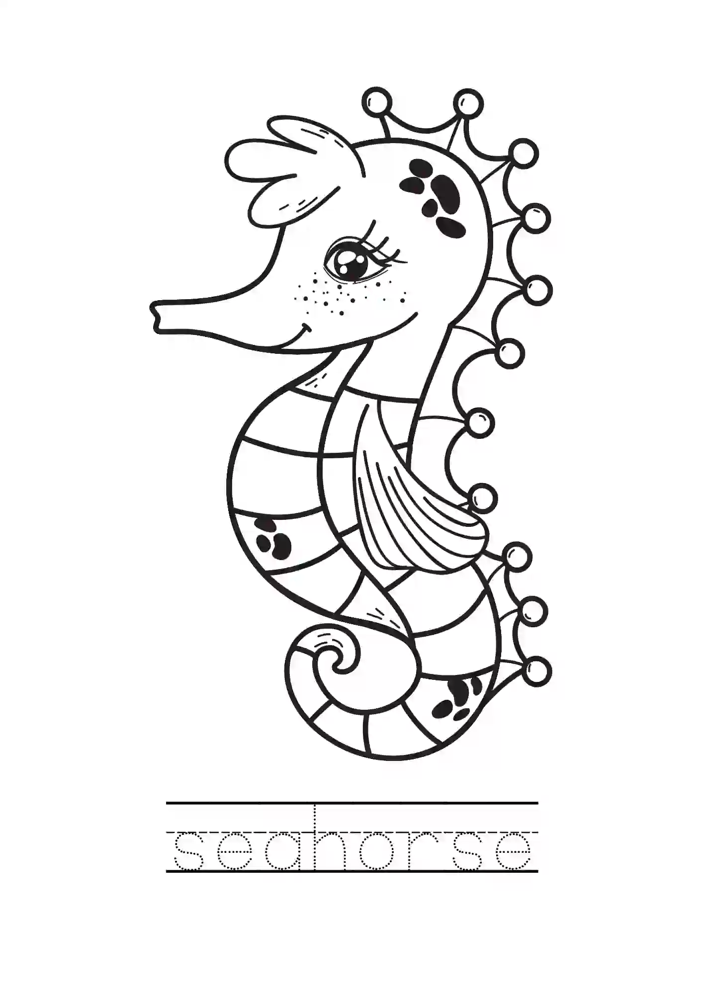 Sea Animal Coloring Worksheet/page (seahorse)