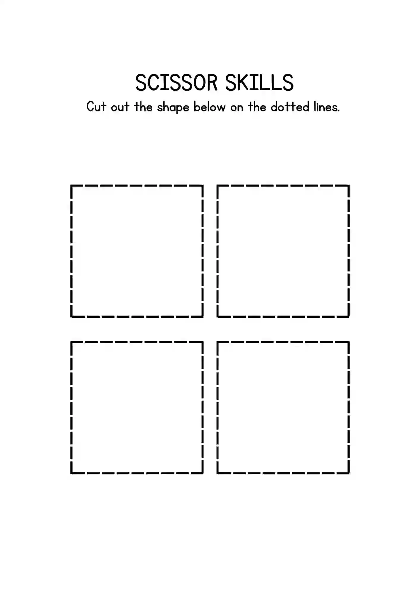 Shapes Cutting Worksheets For Kindergarten (squares)