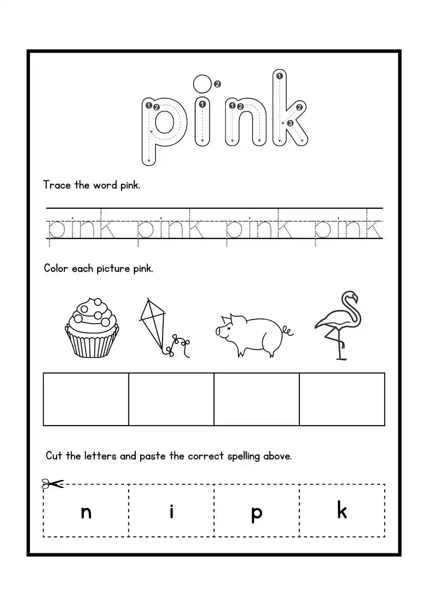 Color Fun Activity Worksheets color pink