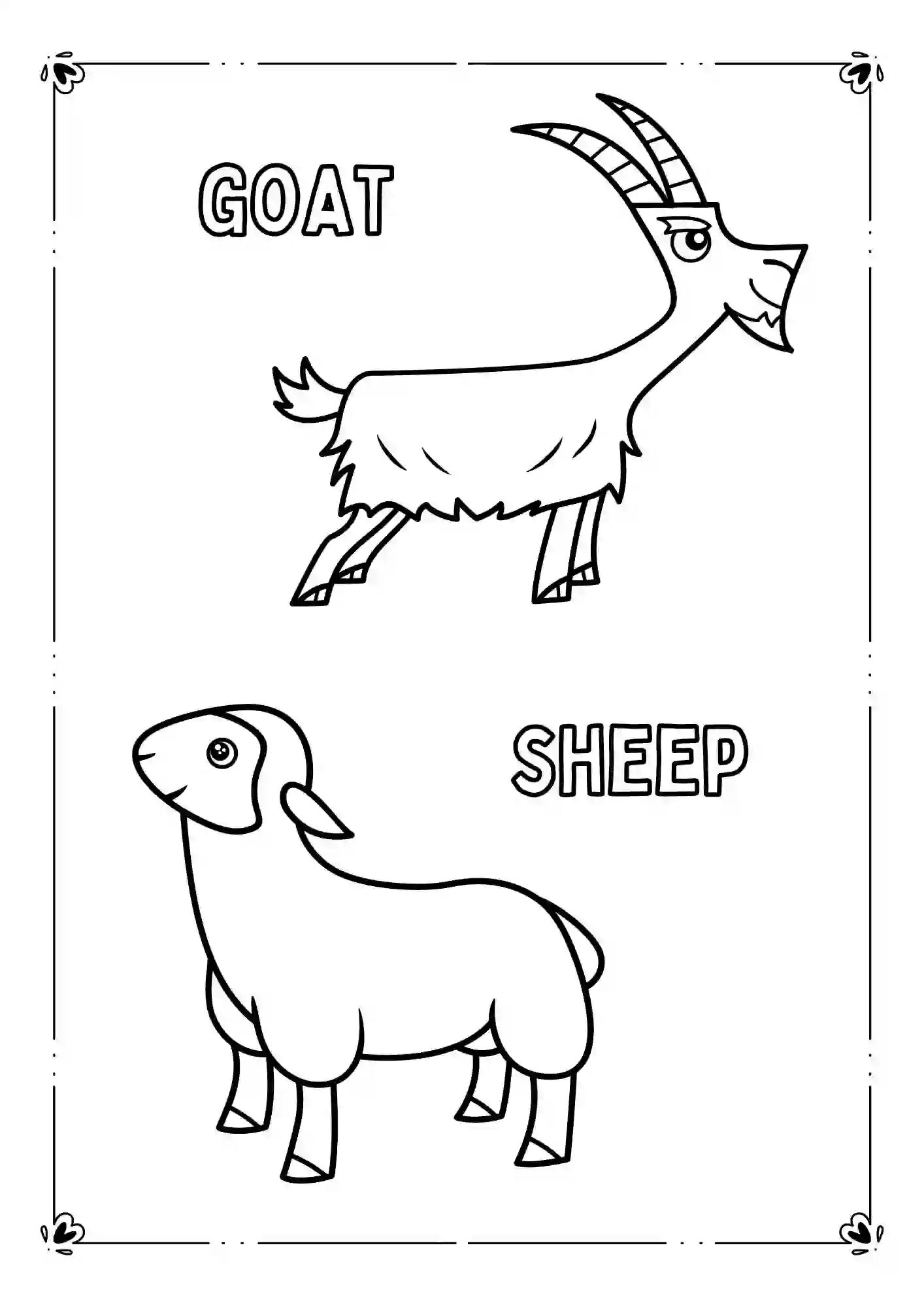 Farm Animals Coloring Worksheets (GOAT & SHEEP)