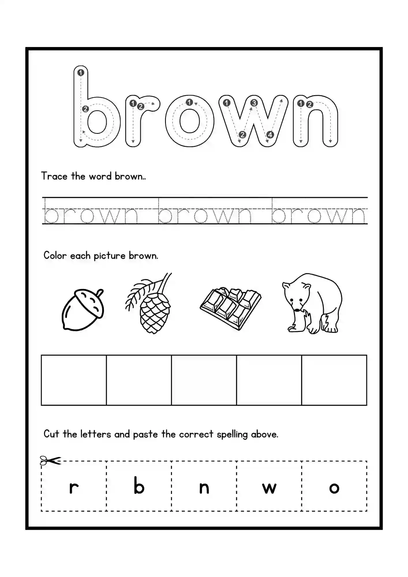 Color Fun Activity Worksheets color brown
