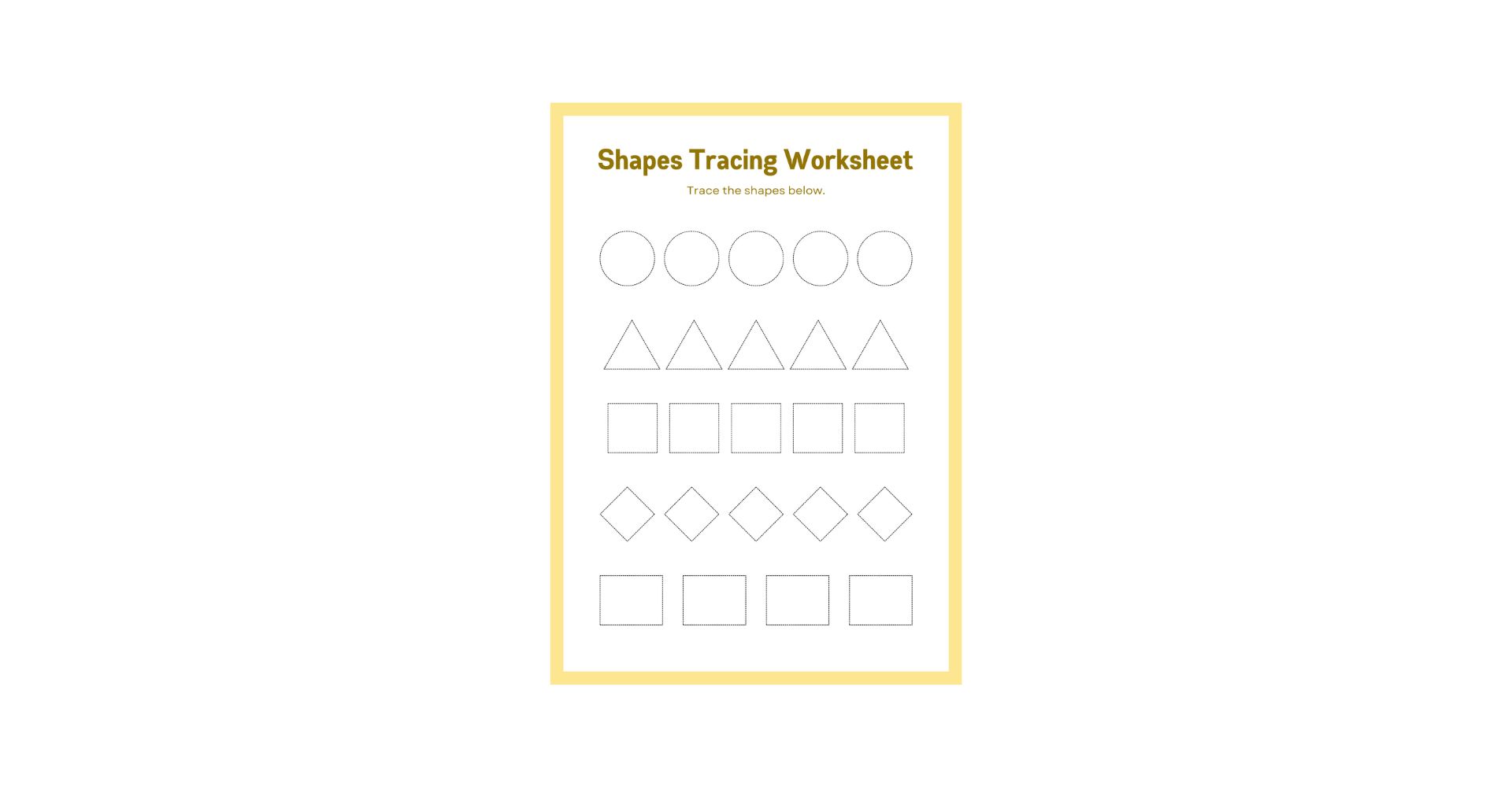 Shapes Tracing Worksheets For Lkg