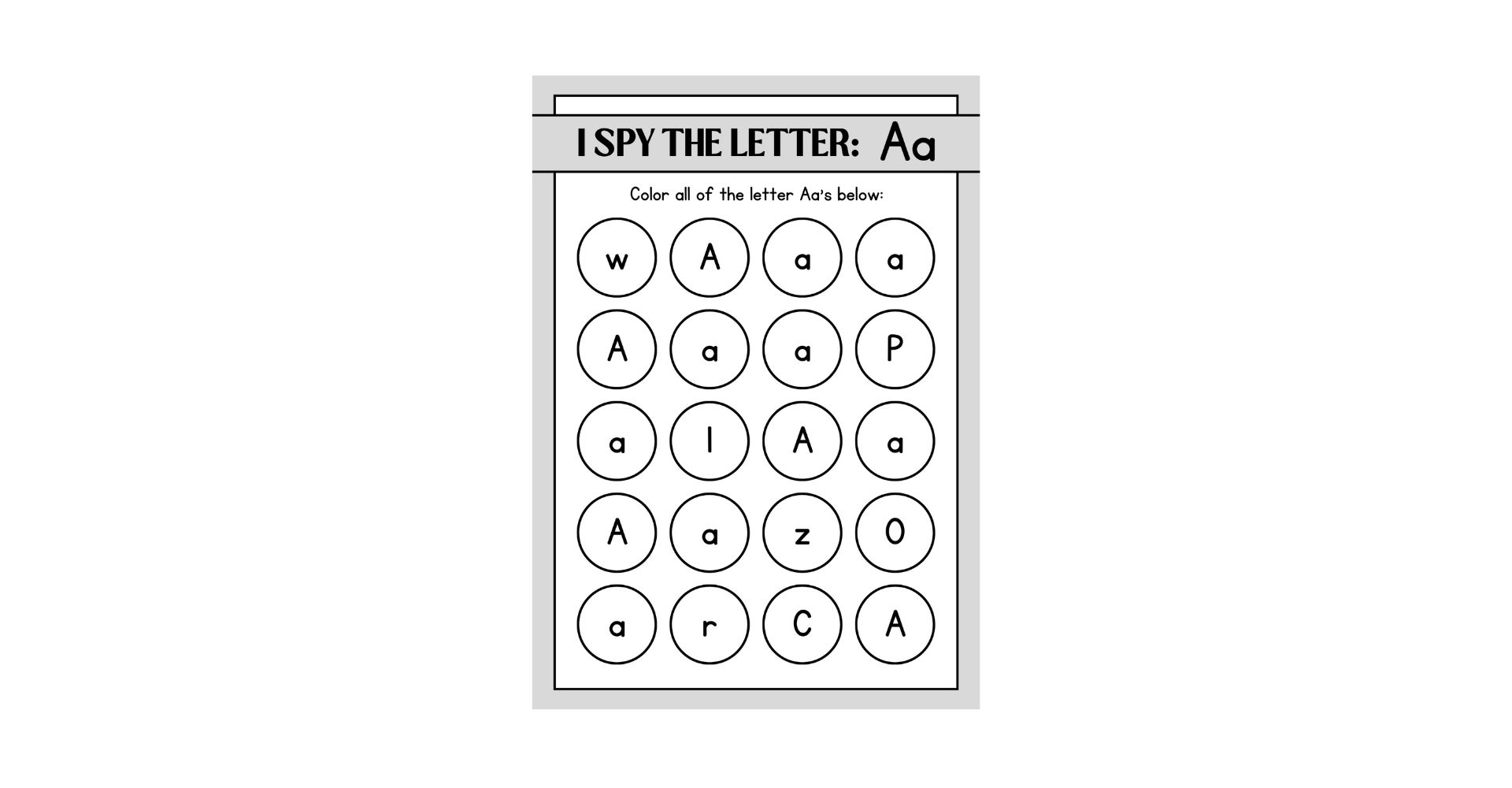 I Spy Alphabet Letters Worksheets
