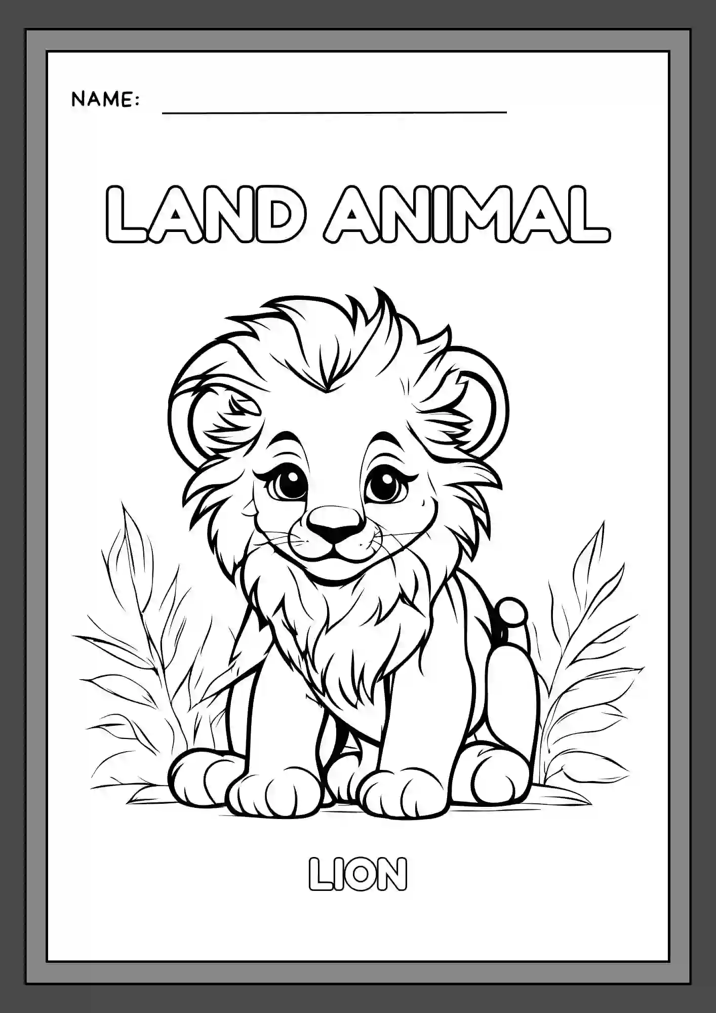 Land Animals Coloring Worksheets For Kindergarten Lkg & Ukg (lion)