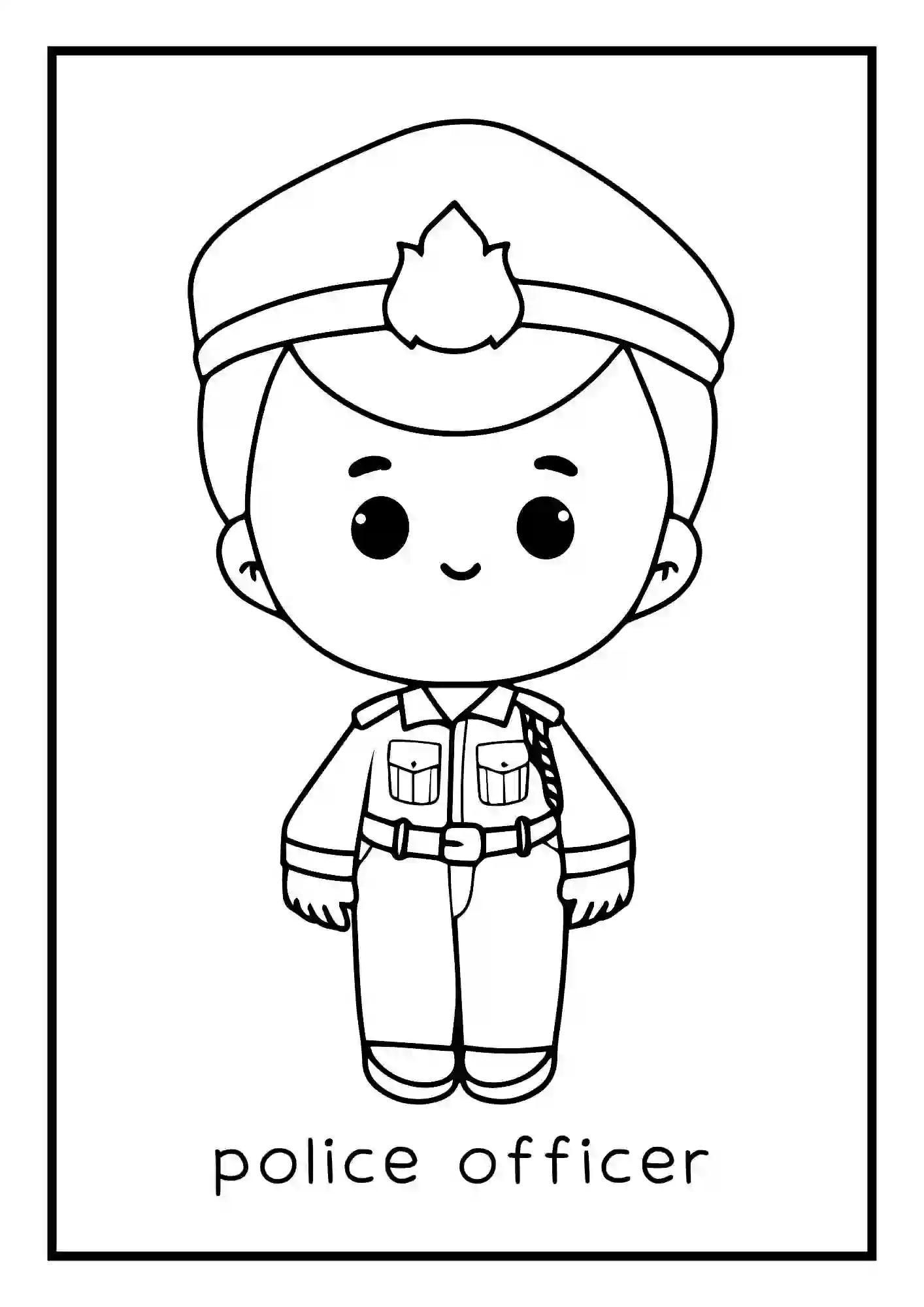Different Professions, occupations, carriers, jobs, Coloring Worksheets (police officer)