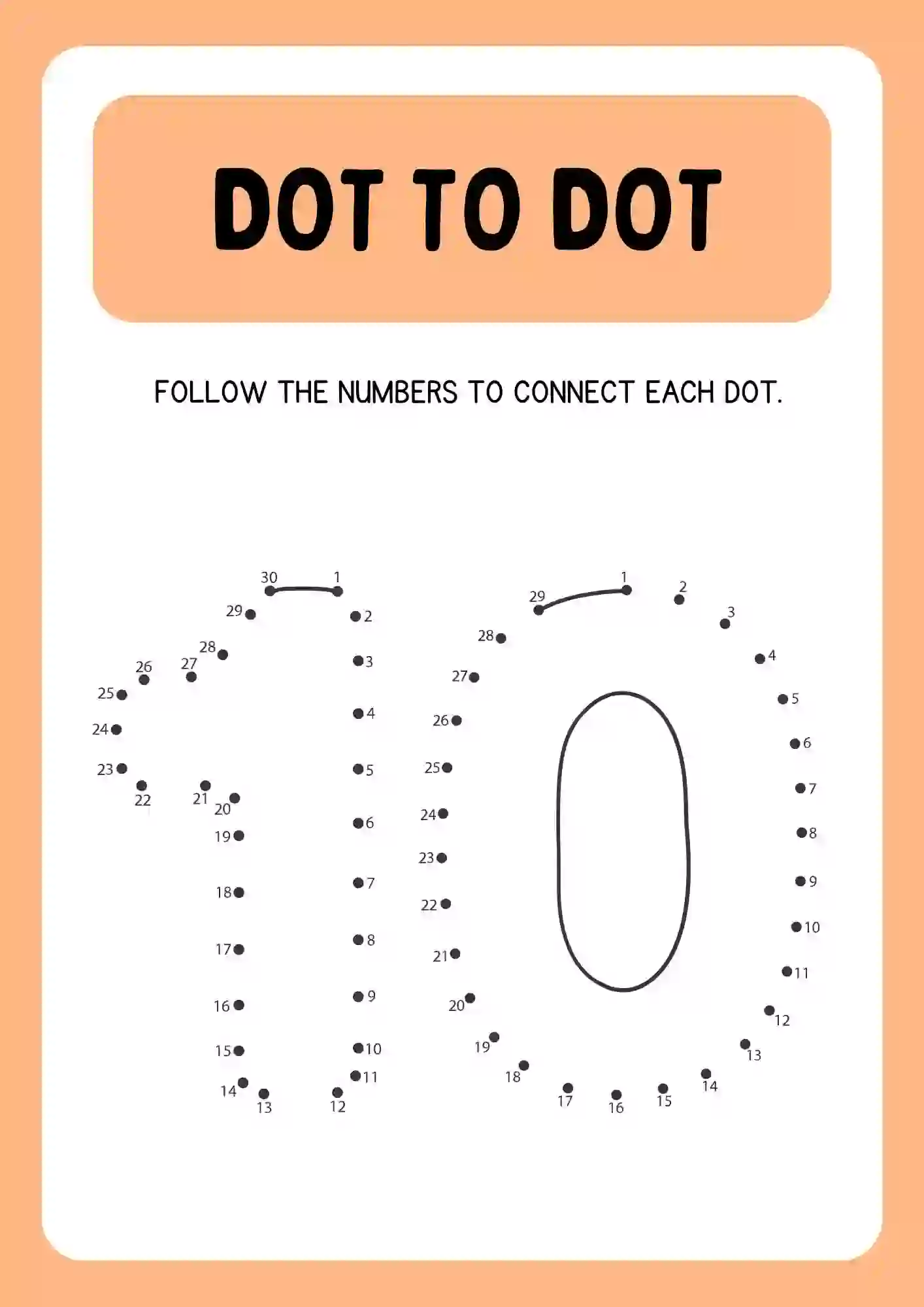 Dot to Dot Connecting Numbers Activity Worksheets number 10-