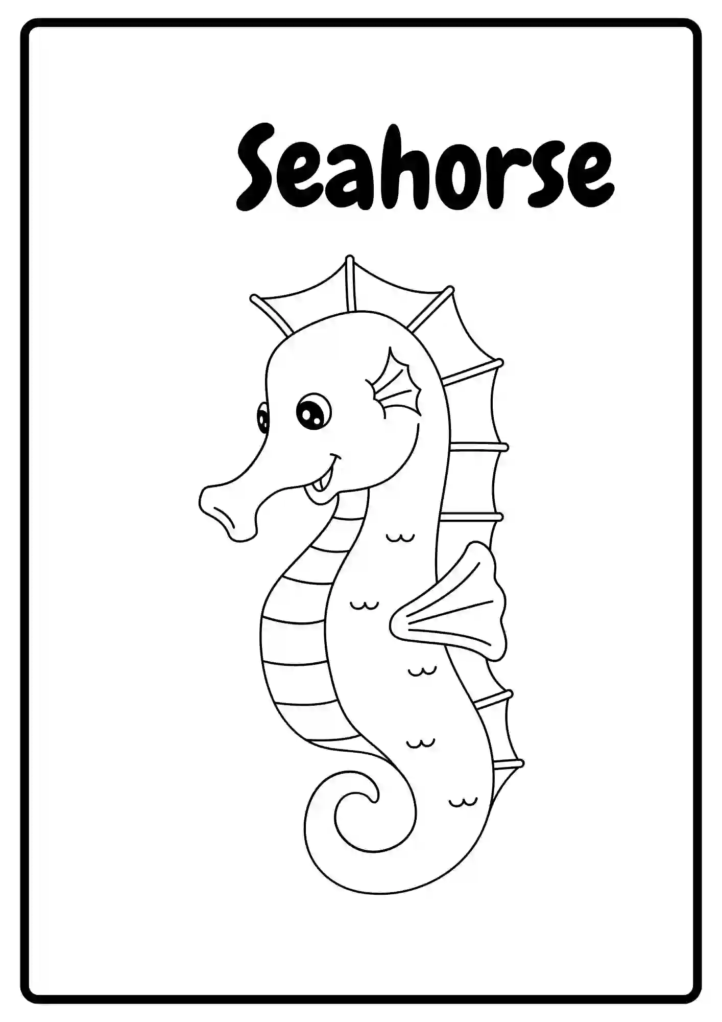 Sea Animal Coloring Worksheets for kindergarten (SEASHORE)