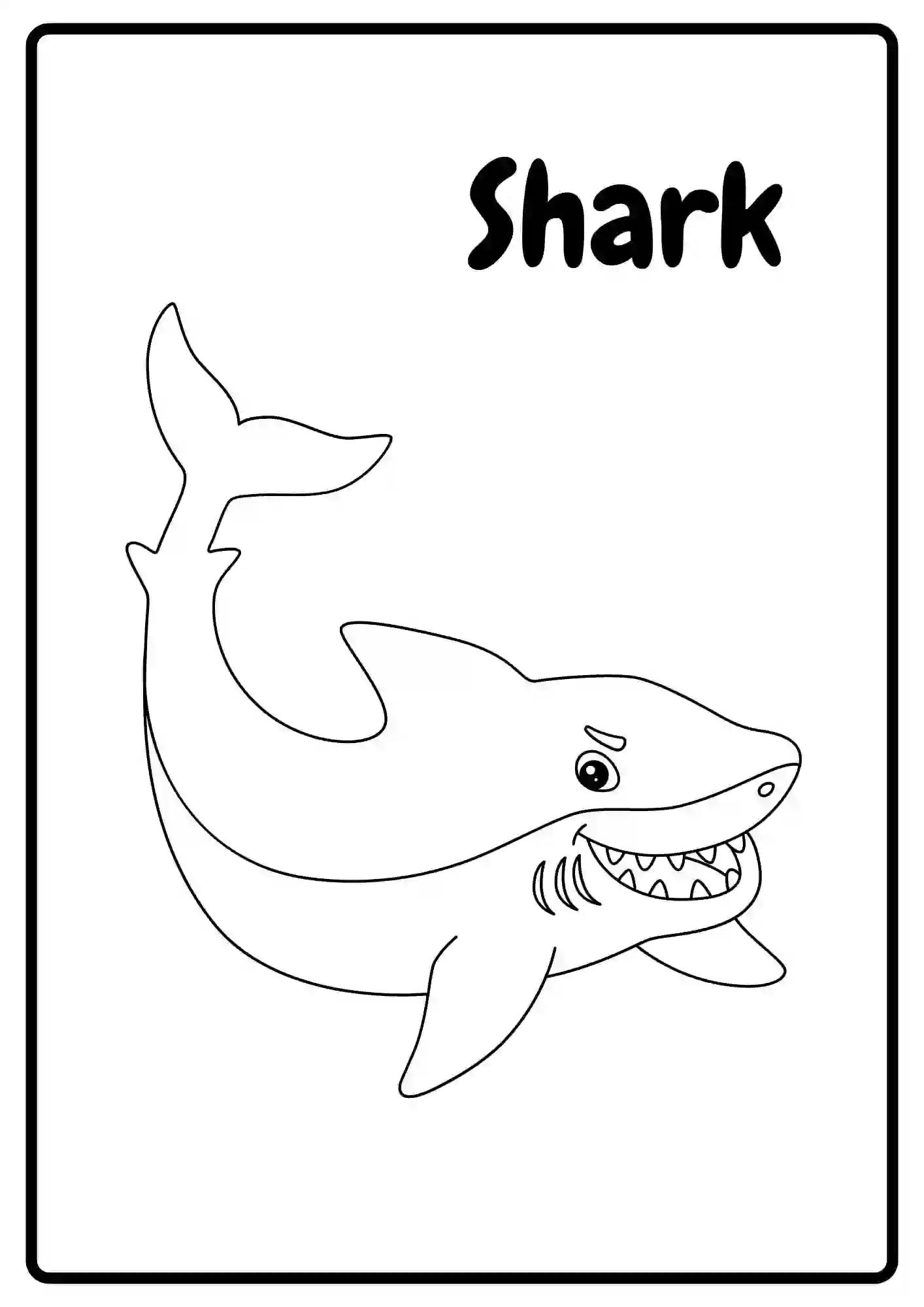 Sea Animal Coloring Worksheets for kindergarten (SHARK)