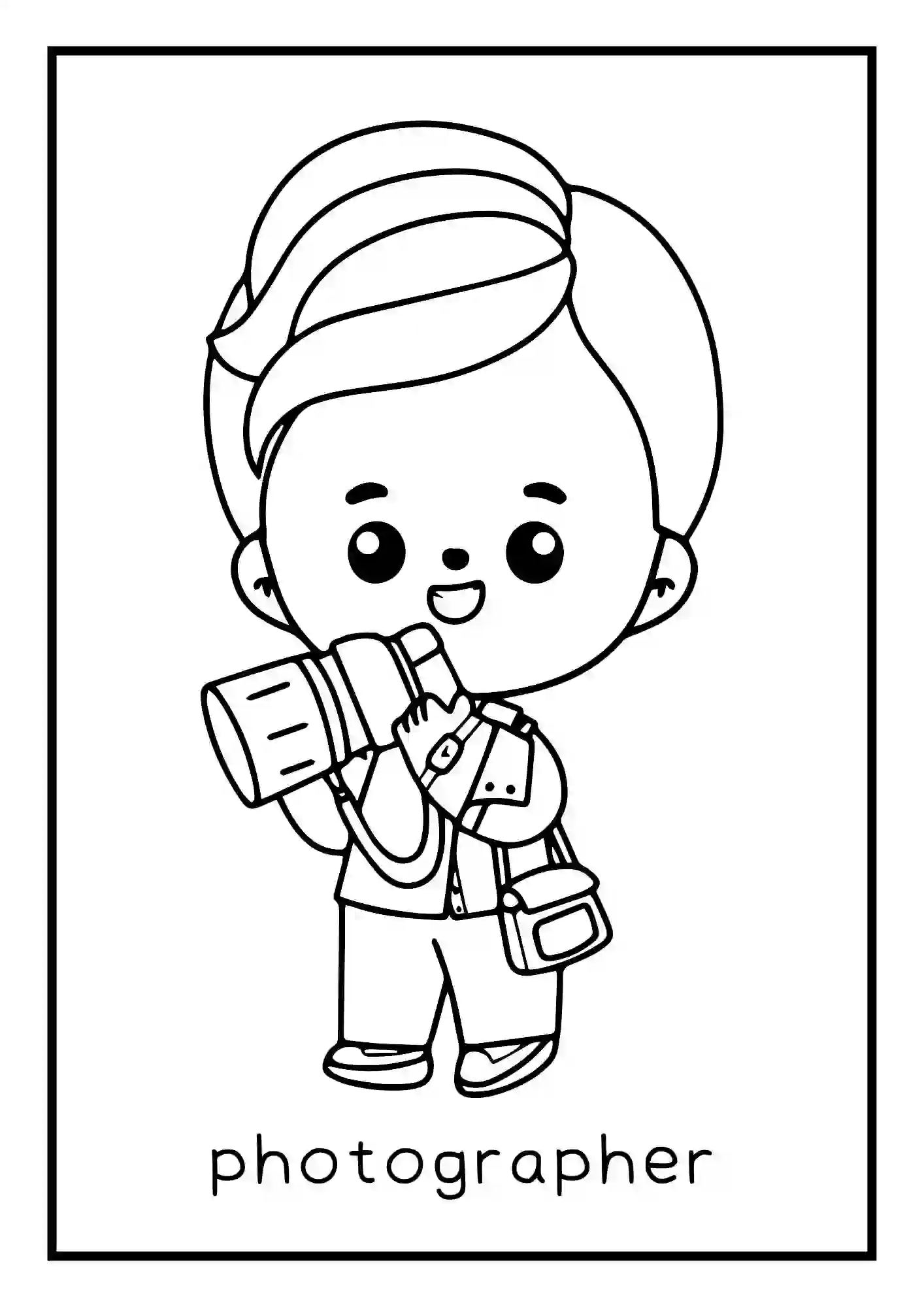 Different Professions, occupations, carriers, jobs, Coloring Worksheets (photographer)