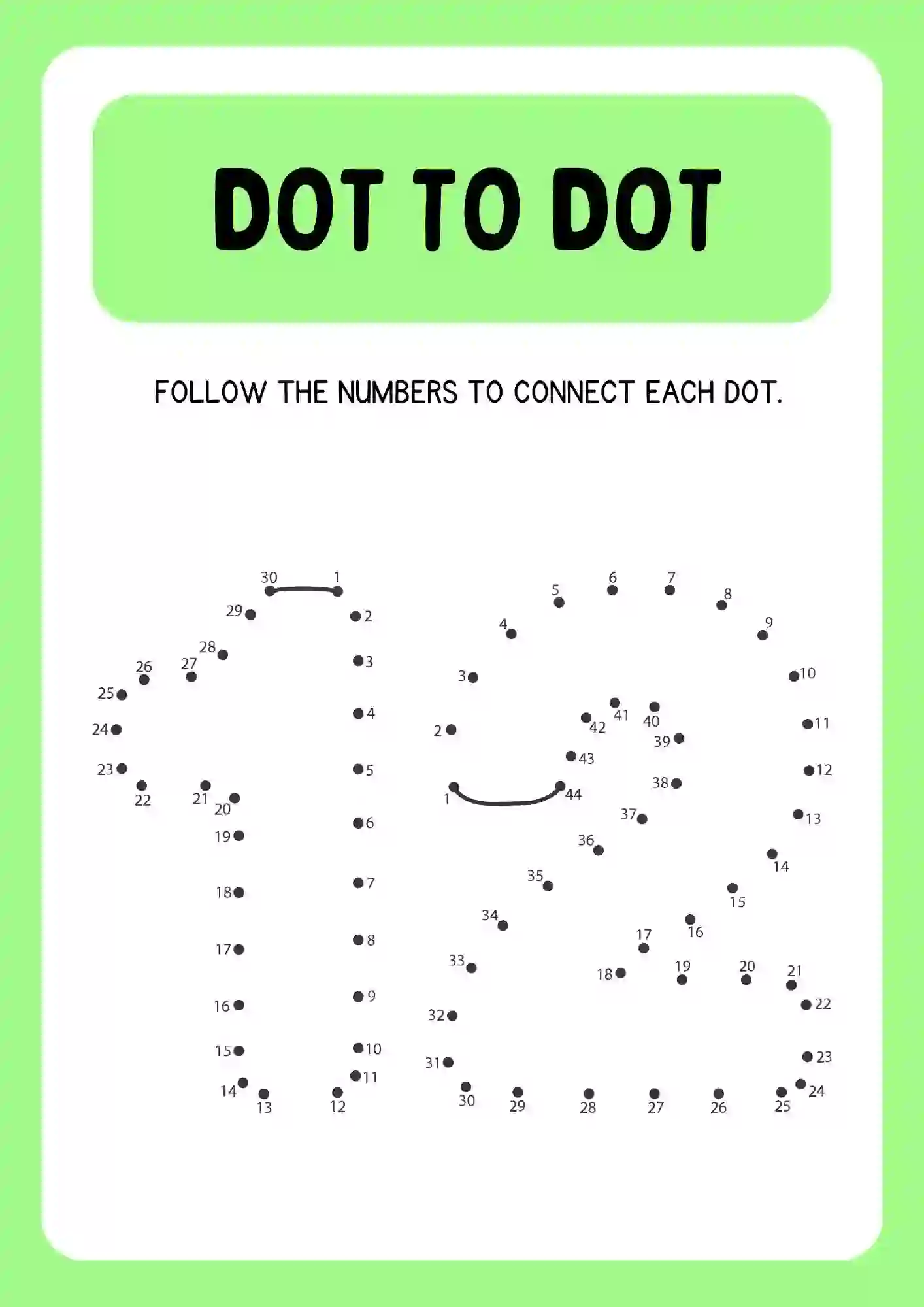 Dot to Dot Connecting Numbers Activity Worksheets number 12