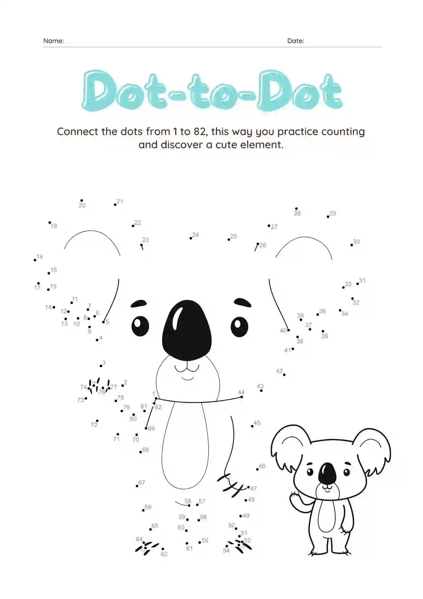 Dot-to-Dot Worksheets For Kindergarten (kaula Dot connecting worksheet)