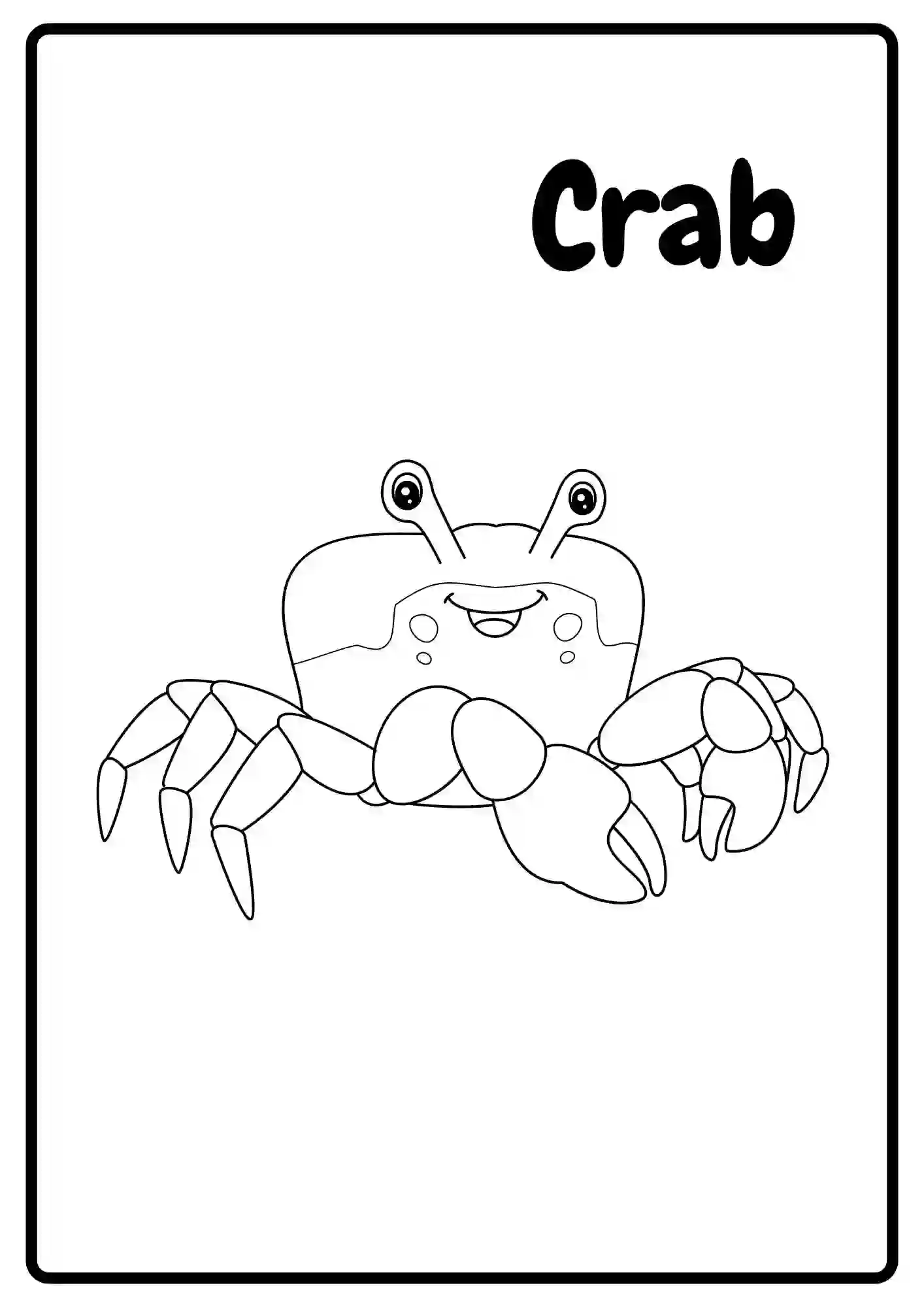 Sea Animal Coloring Worksheets for kindergarten (CRAB)