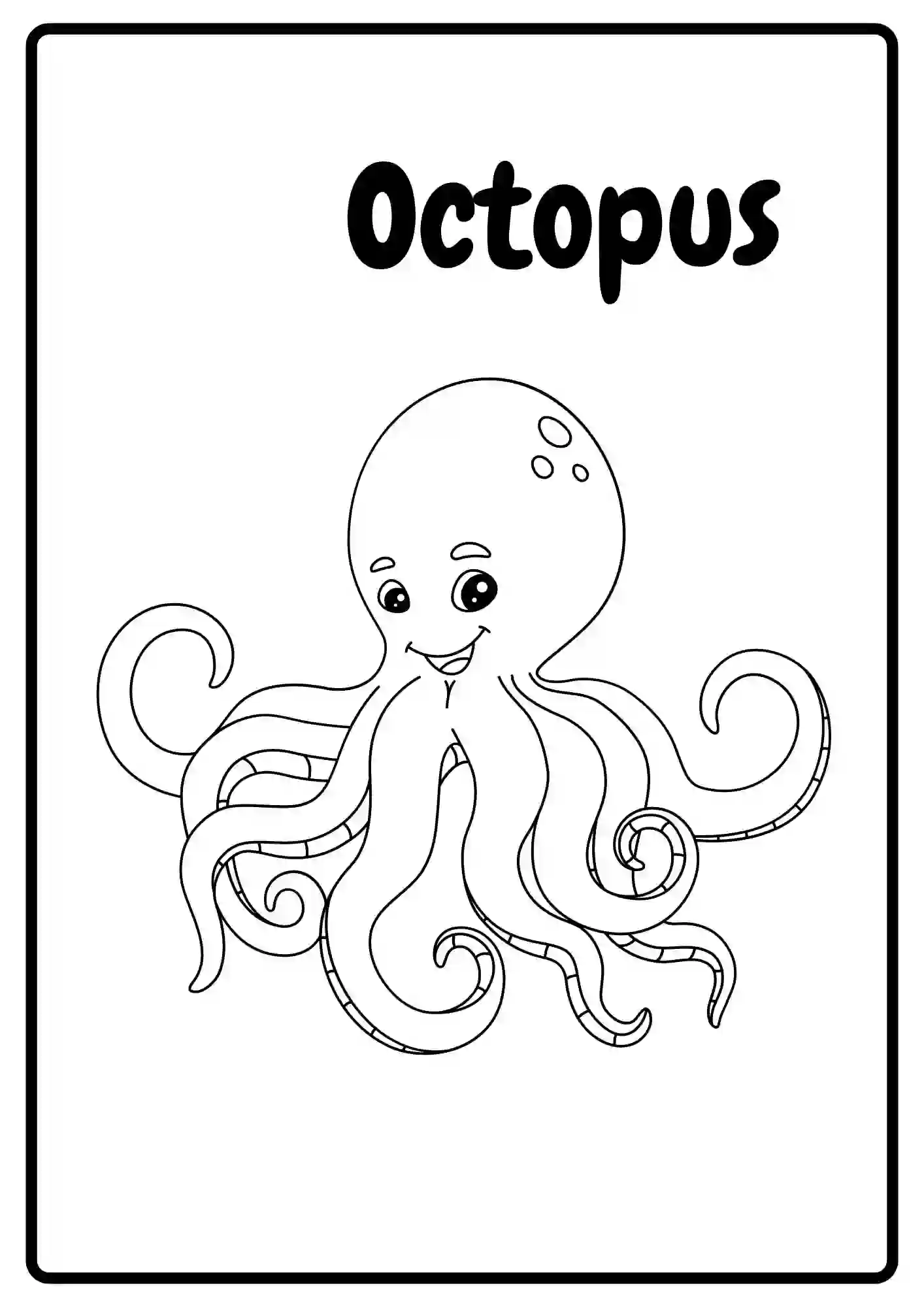 Sea Animal Coloring Worksheets for kindergarten (OCTOPUS)