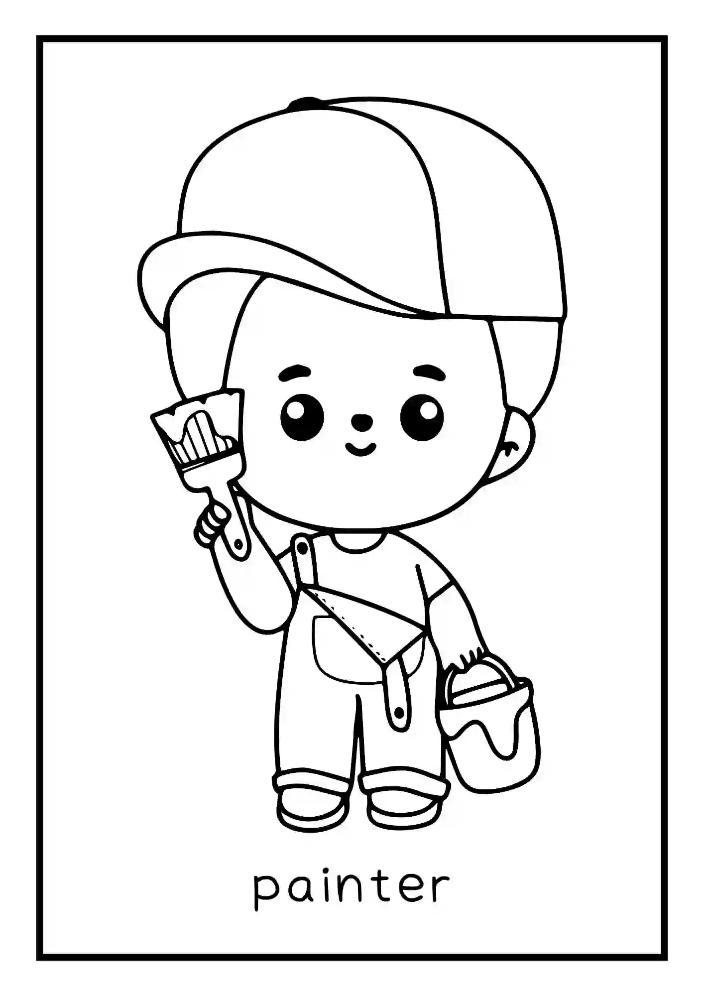 Different Professions, occupations, carriers, jobs, Coloring Worksheets (painter)