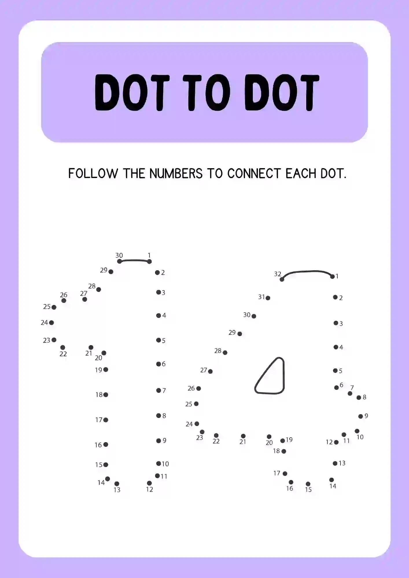 Dot to Dot Connecting Numbers Activity Worksheets number 14