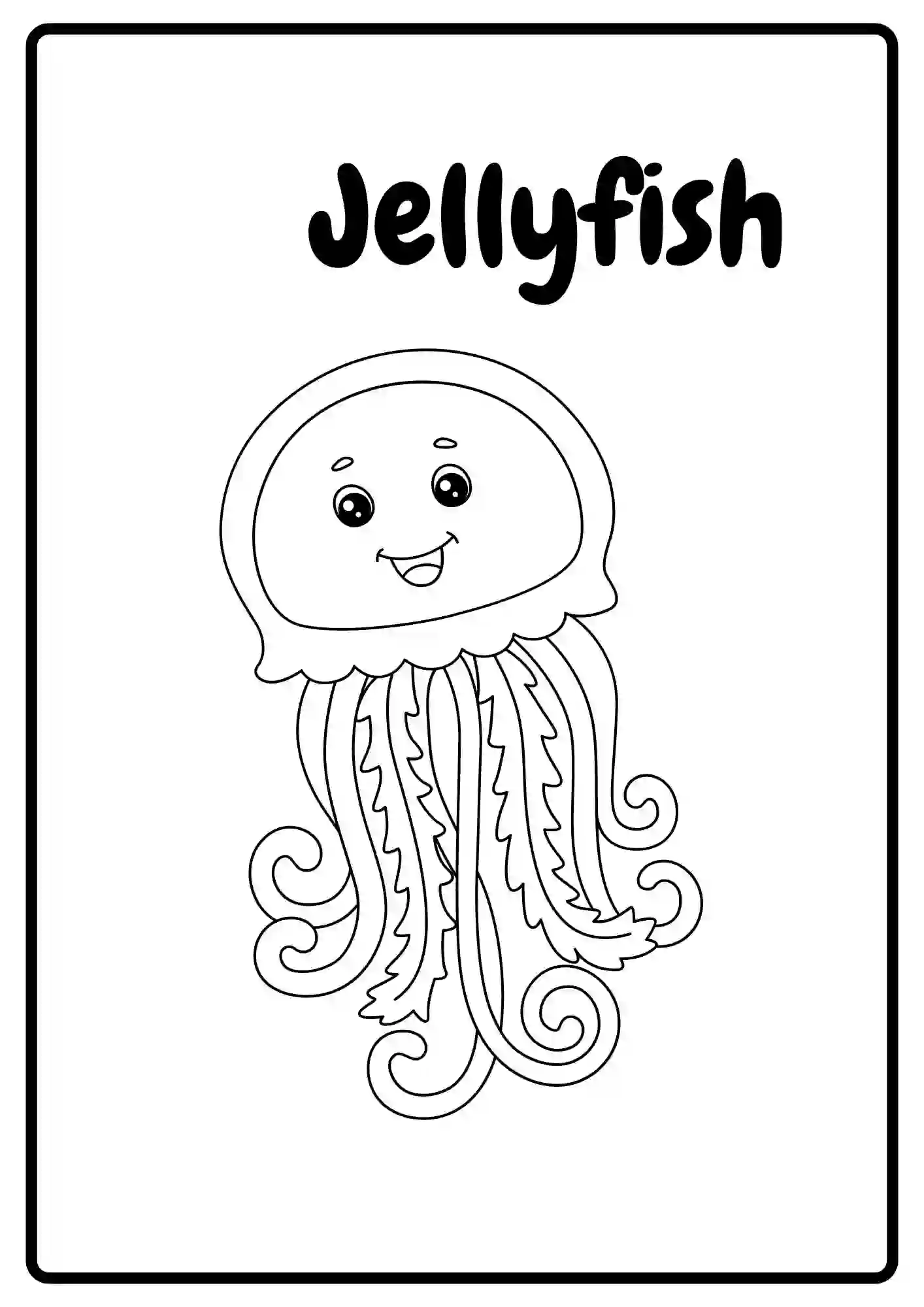 Sea Animal Coloring Worksheets for kindergarten (JELLYFISH)
