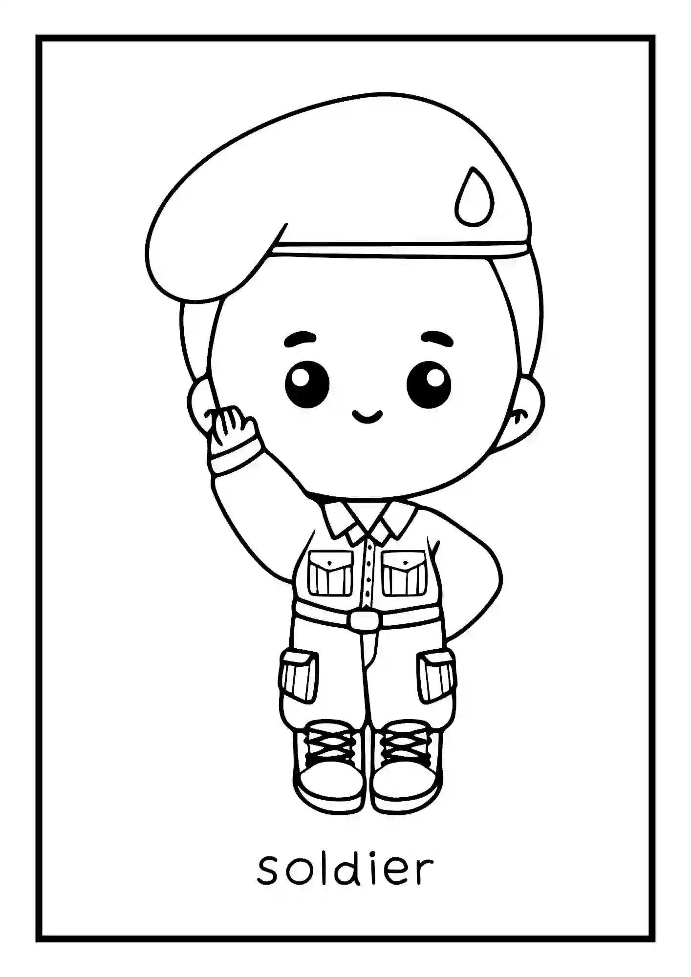 Different Professions, occupations, carriers, jobs, Coloring Worksheets (soldier)