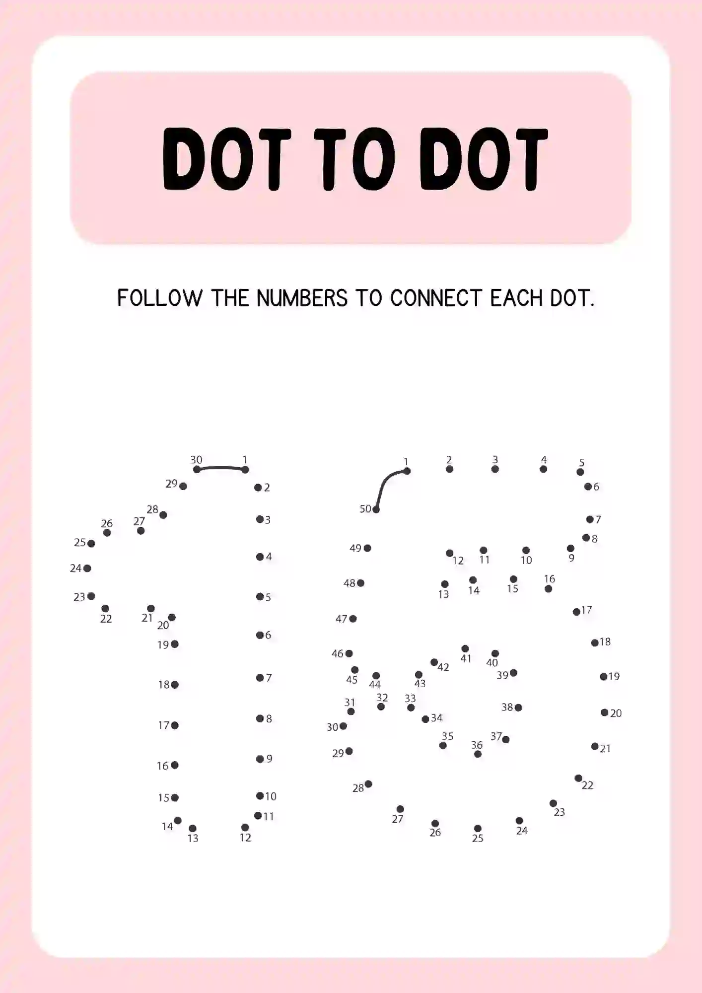 Dot to Dot Connecting Numbers Activity Worksheets number 15